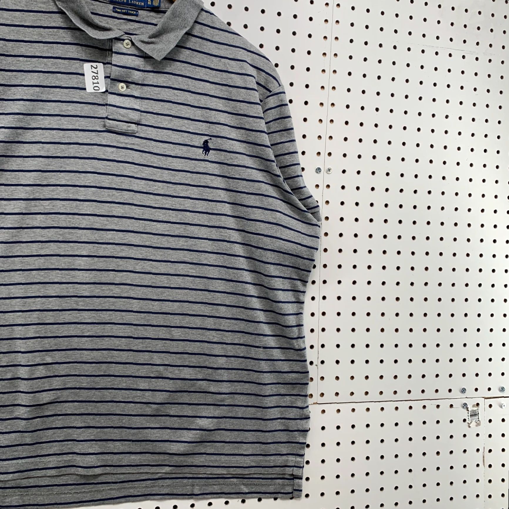 Polo Ralph Lauren Polo Ralph Lauren Collared Shirt Gray Black Striped Pony Pima Mens XL 25X27.5 Size US XL / EU 56 / 4 - 4 Thumbnail