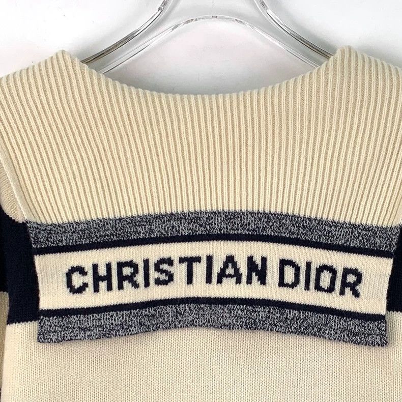Dior Dior Colour-block striped letter inlaid wool V-neck long-s Size XS / US 0-2 / IT 36-38 - 5 Thumbnail
