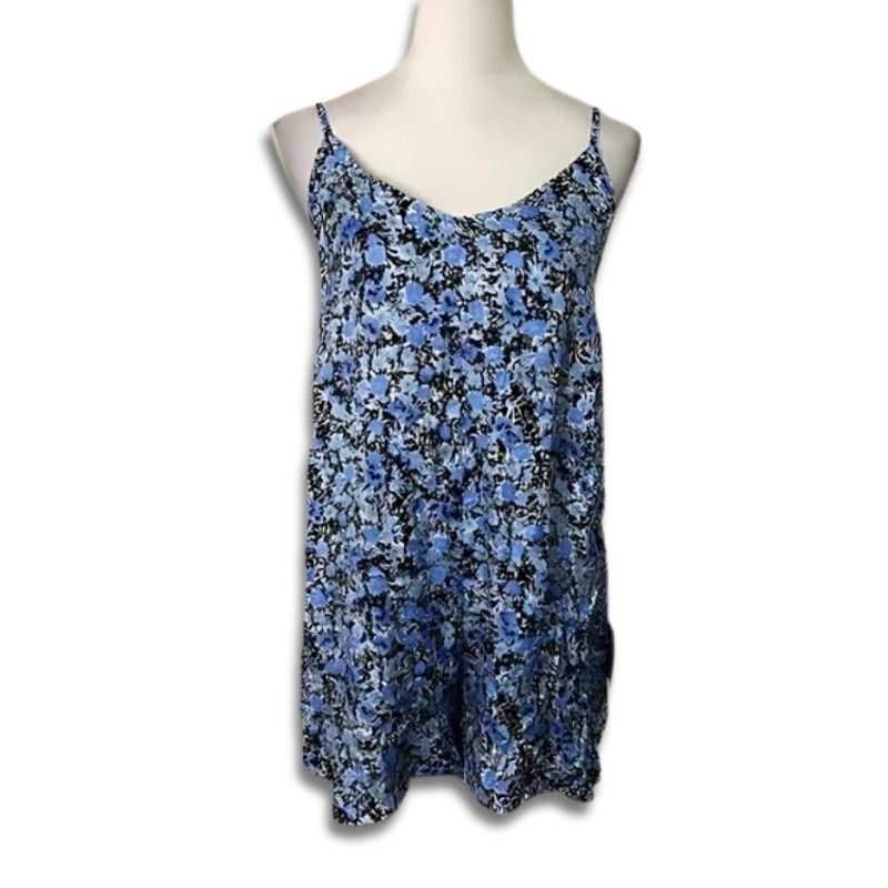 Topshop Topshop Romper Floral Satin Adjustable Straps Blue W 4 NWT Size 27" / US 4 / IT 40 - 2 Thumbnail