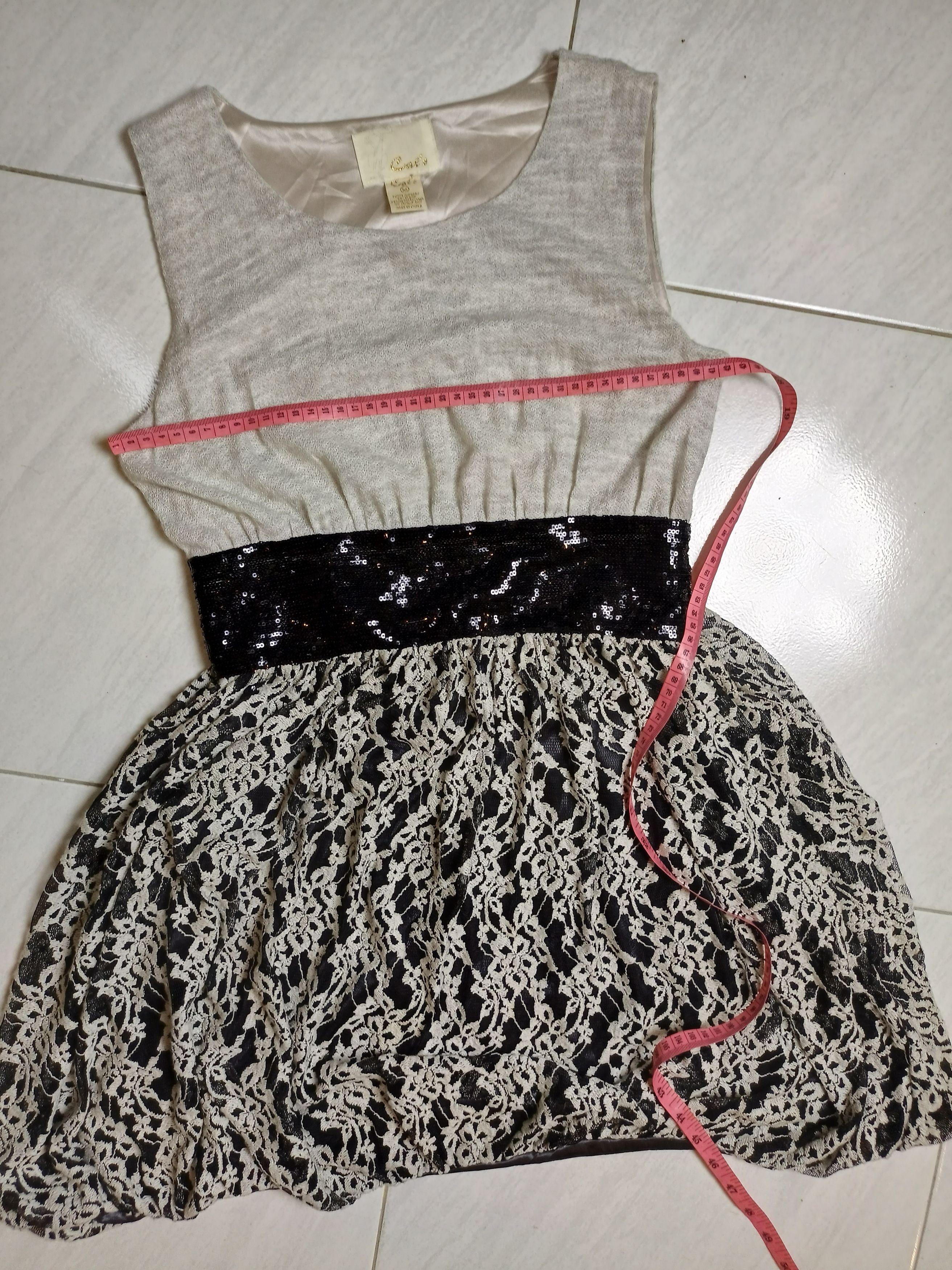 Japanese Brand Cat's Women's Sleeveless Side Zipper Black Sequin Lace Dress Size M / US 6-8 / IT 42-44 - 3 Thumbnail