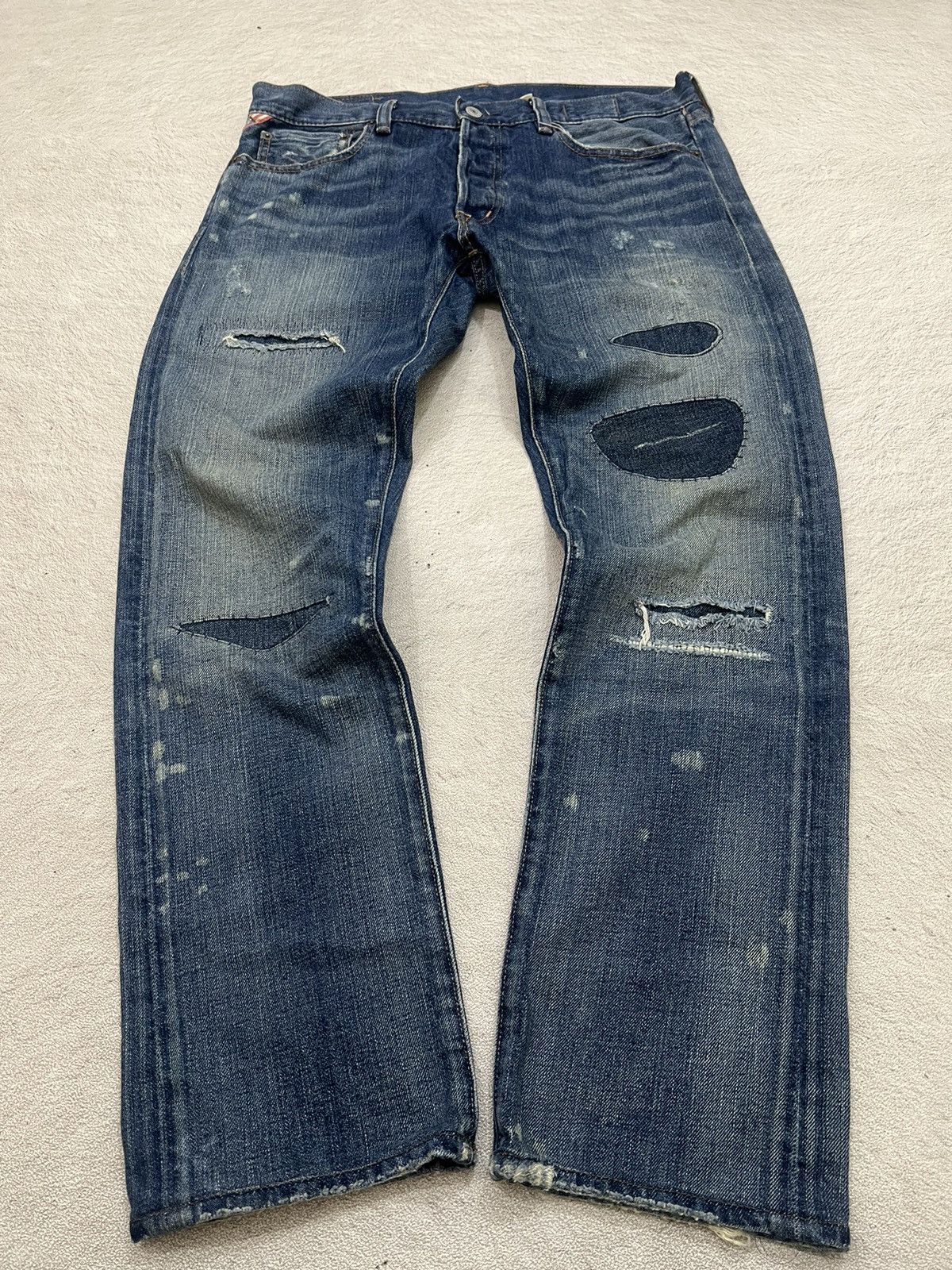 2000s Archival Rrl Ralph Lauren Ripped Wash Jeans y2k Ifsix