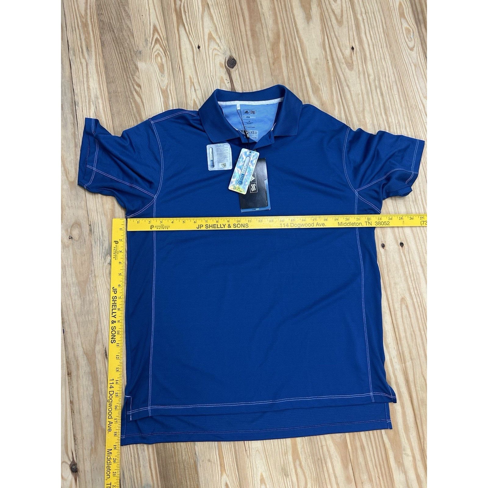 Adidas ADIDAS Men Blue Climalite Textured Regular-Fit Short Sleeve Size US M / EU 48-50 / 2 - 7 Thumbnail