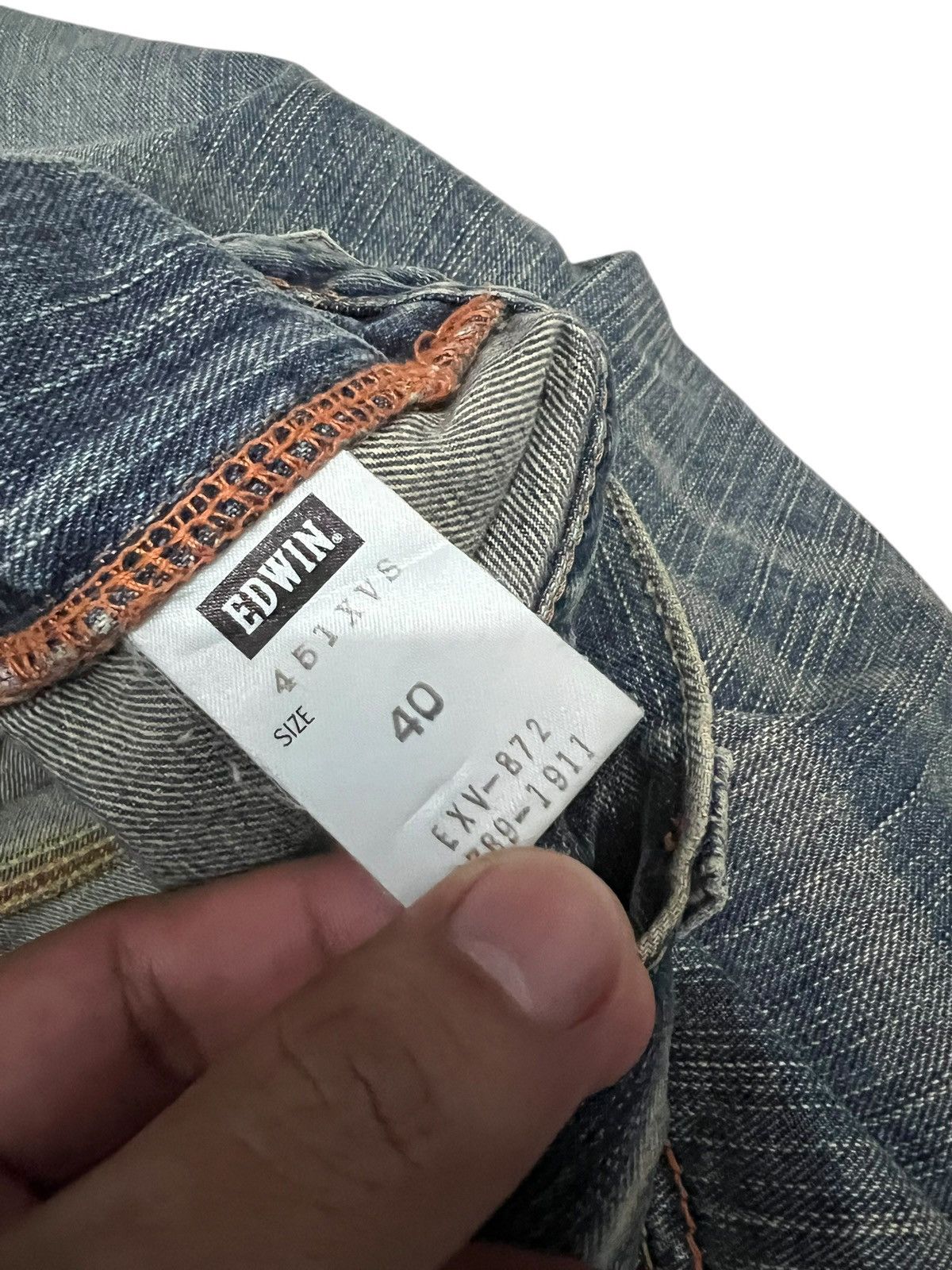 Edwin 💥Baggy💥Vintage Edwin XVS Faded Distress Backle Back Jean Size US 37 - 16 Thumbnail
