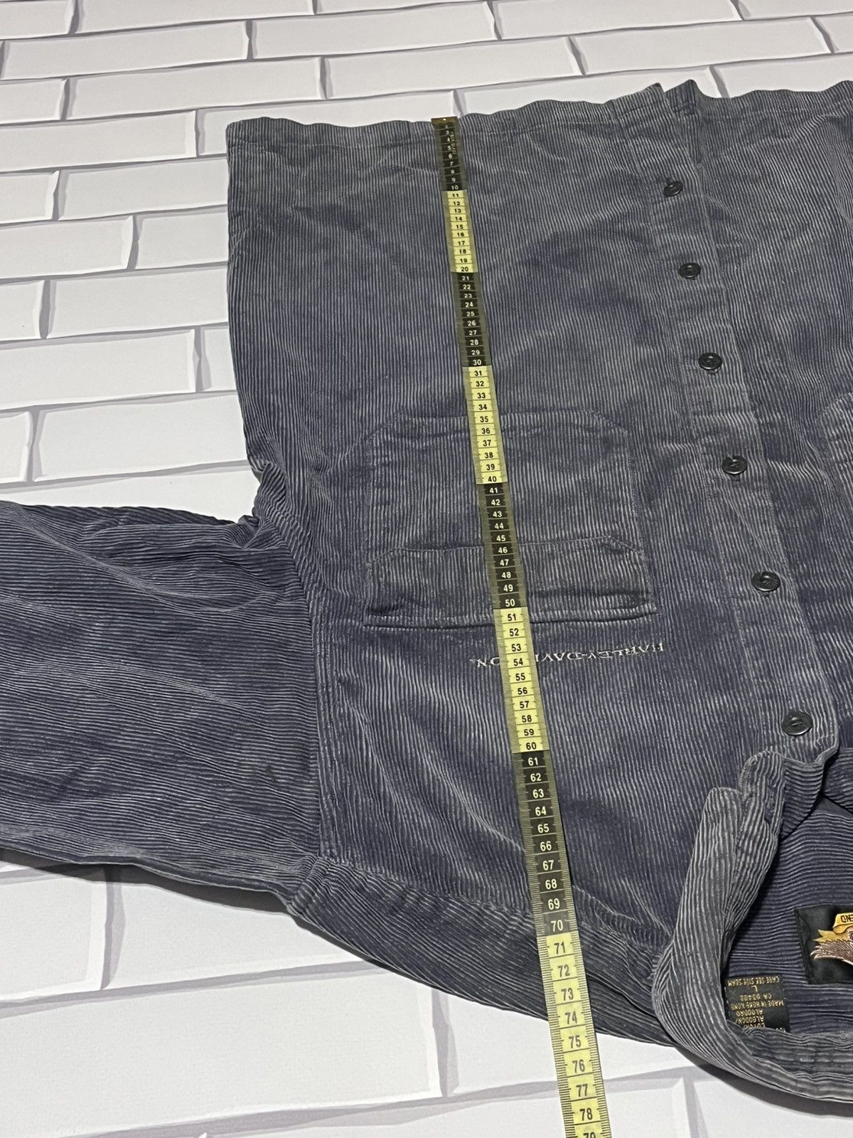 Harley Davidson Harley-Davidson Corduroy Shirt Vintage L Grey Size US L / EU 52-54 / 3 - 7 Thumbnail