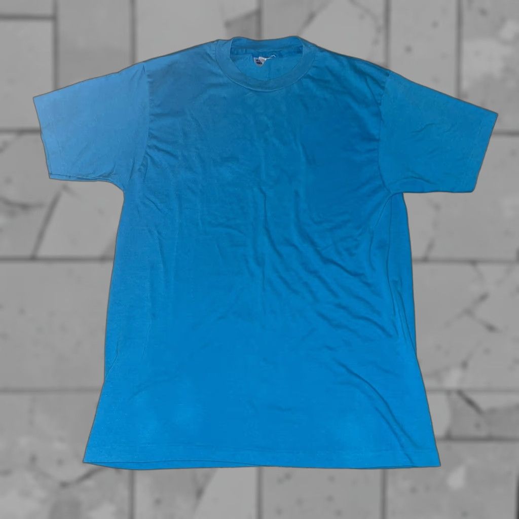Hanes VINTAGE Hanes Fifty-Fifty T-Shirt Shirt Men L Blue Stitch Outdoor Mens Size US L / EU 52-54 / 3 - 1 Thumbnail