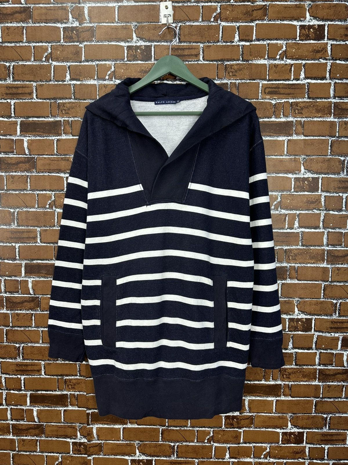 Ralph Lauren Vintage Ralph Lauren Wharf Knit Hoodie in Navy Stripe Z386 Size US XL / EU 56 / 4 - 2 Thumbnail