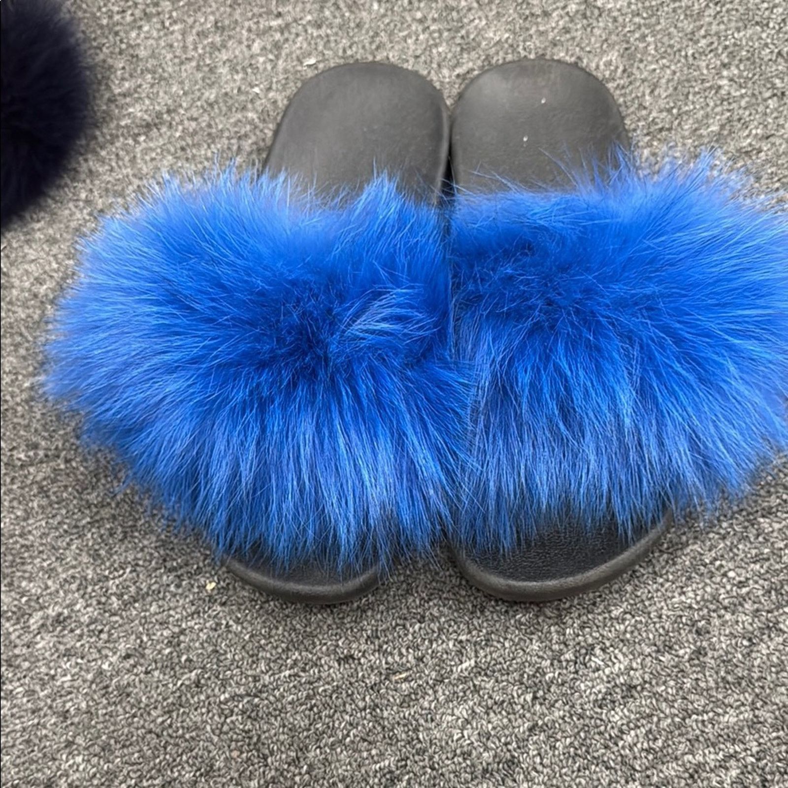 Other NWOB Electric Blue fur Slide Sandals Size 10 Size US 10 / IT 40 - 1 Thumbnail