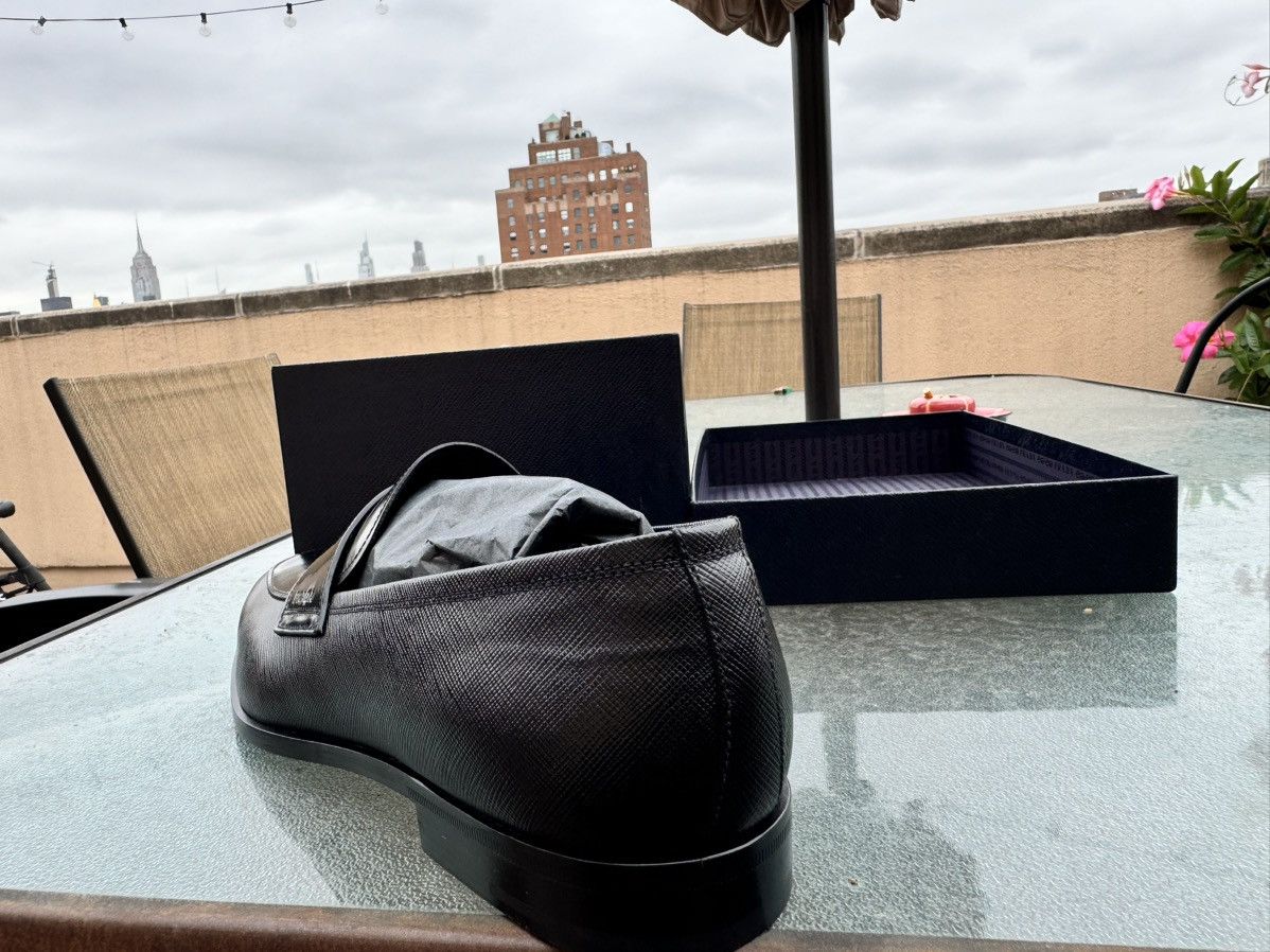 Prada Prada Men's Spazzolato Saffiano Black Leather Loafers Size US 11 / EU 44 - 4 Thumbnail