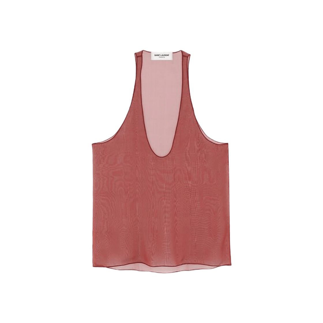 Saint Laurent Paris o1b1hav110525 764547 Sheer Tank Top in Silk Muslin in Red Size S / US 4 / IT 40 - 1 Thumbnail