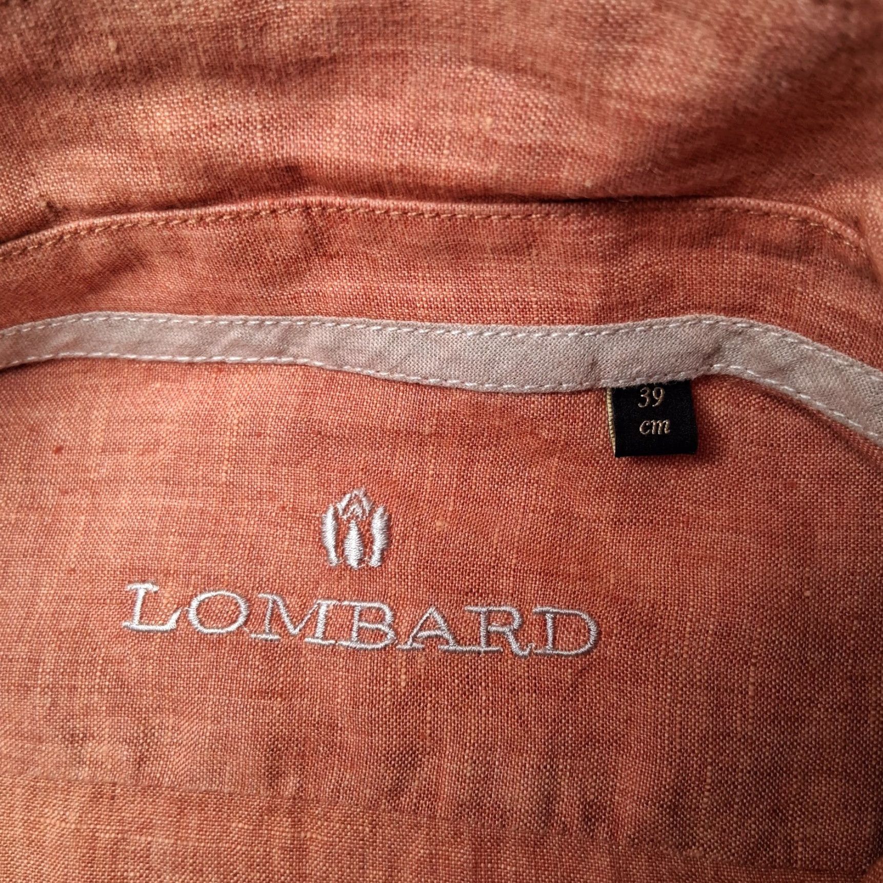 Vintage Lombard Linen Shirt Men 40cm Salmon Orange Button Up Long Sleeve Collared Casual Workwear Size US M / EU 48-50 / 2 - 4 Thumbnail