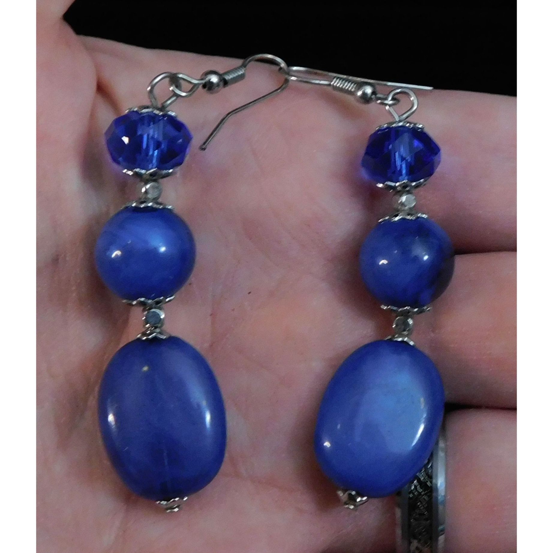 Other Blue And Silver Tone Beaded Dangle Earrings Size ONE SIZE - 1 Thumbnail