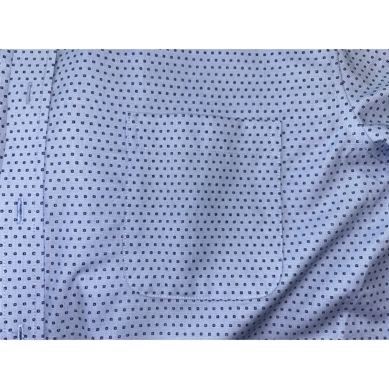 STAFFORD Cool Max Dress Shirt Mens XL 17 17.5 Blue White Geometric Long Sleeve Tailored