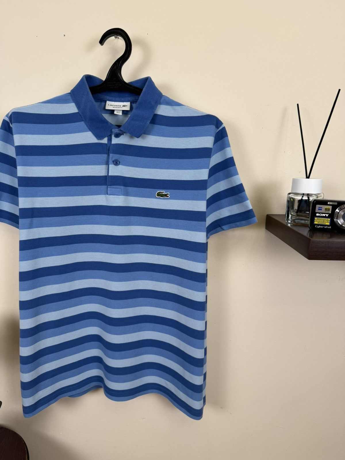Other 🇫🇷 Lacoste Polo T shirt Striped Blue Sz L Luxury Casual Size US L / EU 52-54 / 3 - 5 Thumbnail