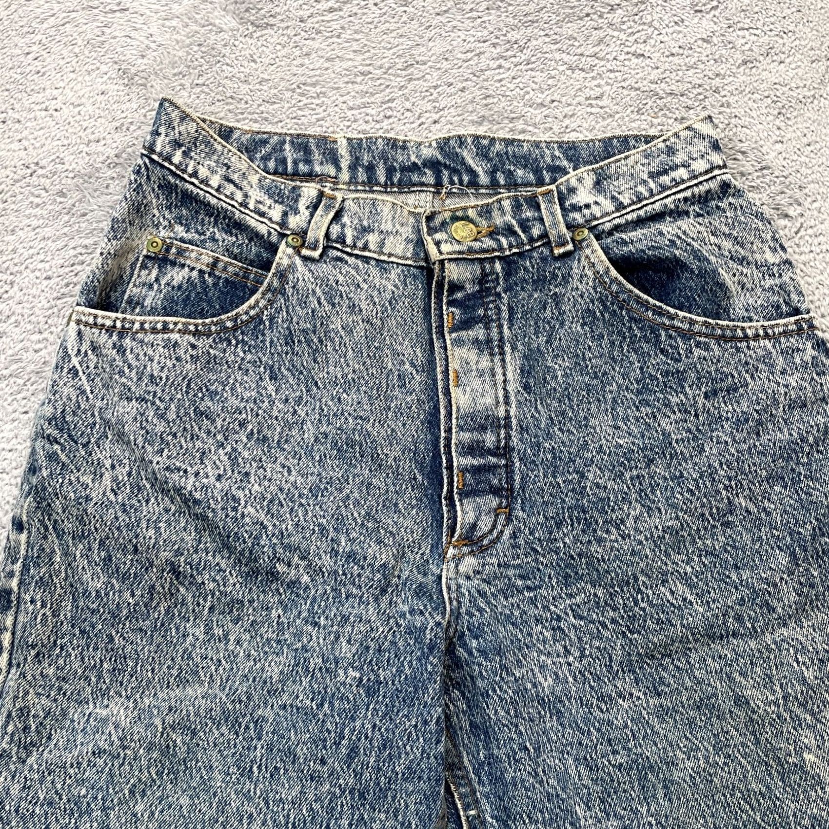 Lee VINTAGE Lee Jeans Womens 30x25 Blue Riders Tapered Leg Denim Cotton Acid Wash Jeans Womens Spring Fall Winter Summer Mens Girls Size 30" / US 8 / IT 44 - 4 Thumbnail