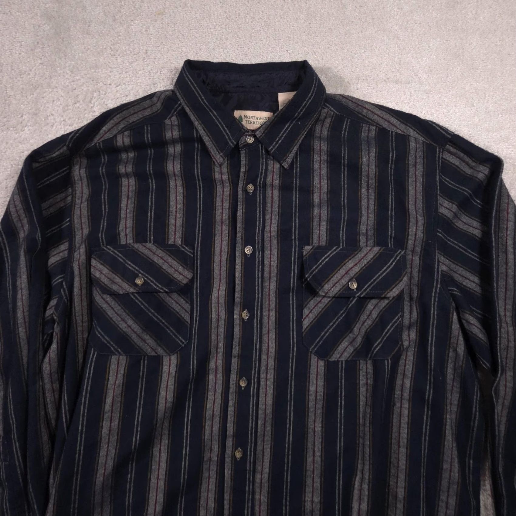 Vintage Northwest Territory Shirt Mens 2XL Blue Stripe Lined Flannel Button Long Sleeve Size US XXL / EU 58 / 5 - 3 Thumbnail