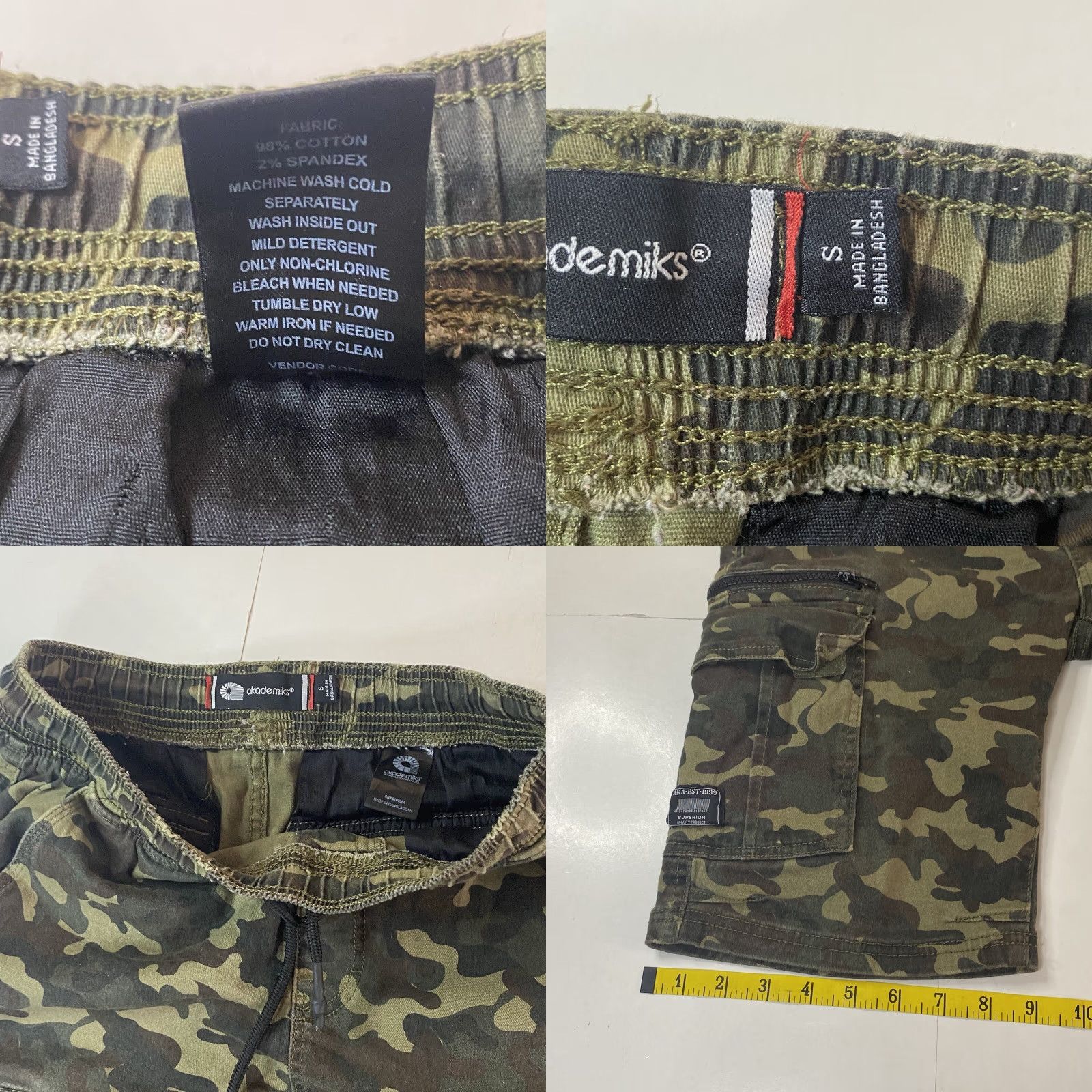 Akademiks AKADEMIKS Camouflage Shorts Mens S Green Cargo Drawstring Hip Hop Shirt/Shorts Size US 29 - 8 Thumbnail