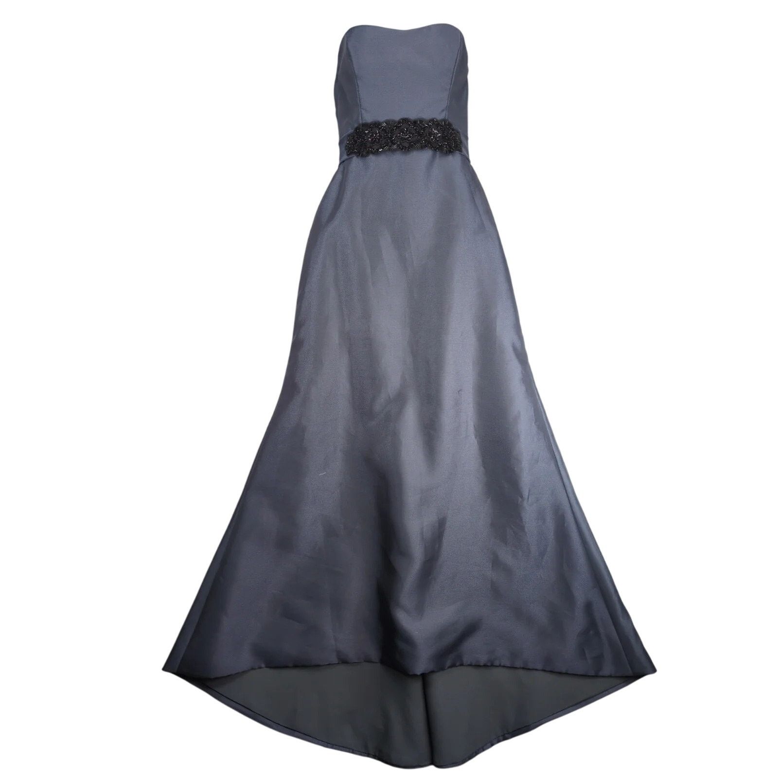 Noir by Lazaro Strapless Evening Gown Dress Sz 6 Gray Satin
