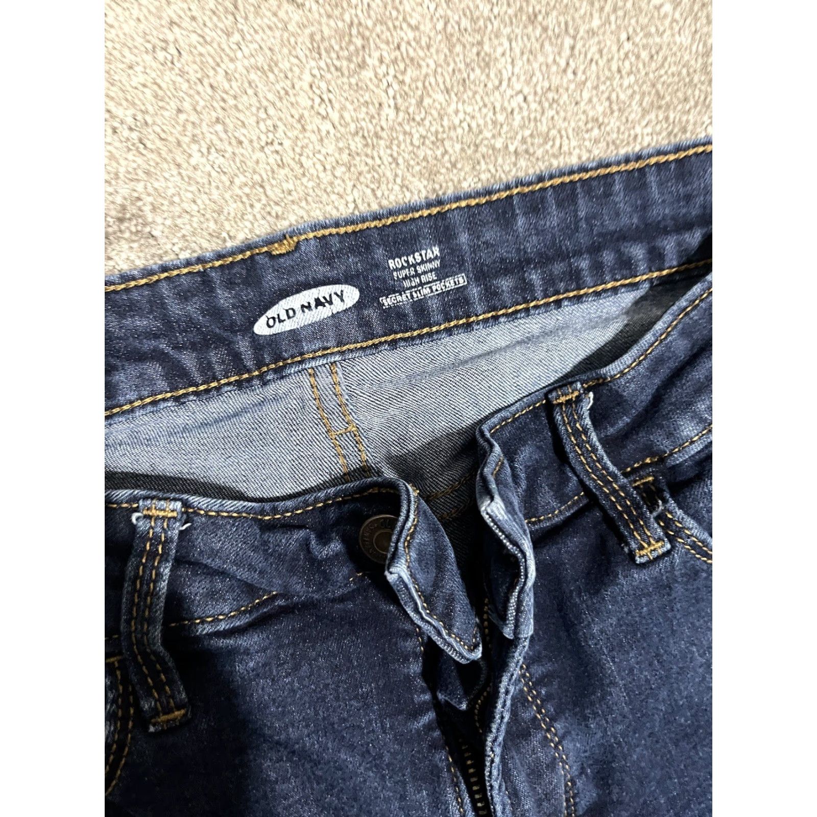 Old Navy VINTAGE Old Navy Rockstar Super Skinny Jeans Womens Size 10 Regular Hi rise Blue Cotton Polyester Spandex Slim Classic Pattern 30 in Inseam 30 in Size 32" / US 10 / IT 46 - 5 Thumbnail