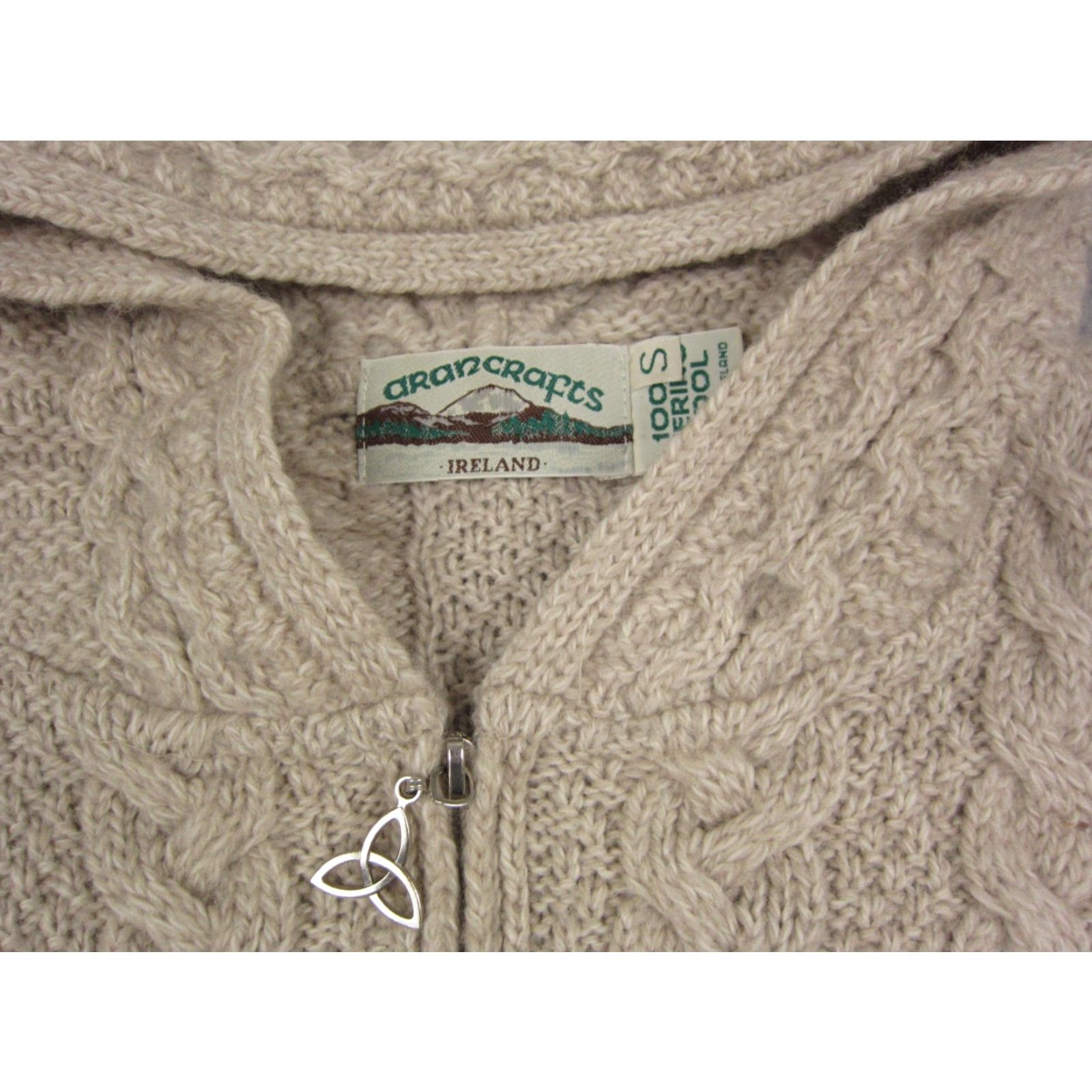 Vintage VINTAGE Aran Crafts Sweater Cardigan Womens Small S Beige Wool Full Zip 100% Knit 90s Size S / US 4 / IT 40 - 3 Thumbnail