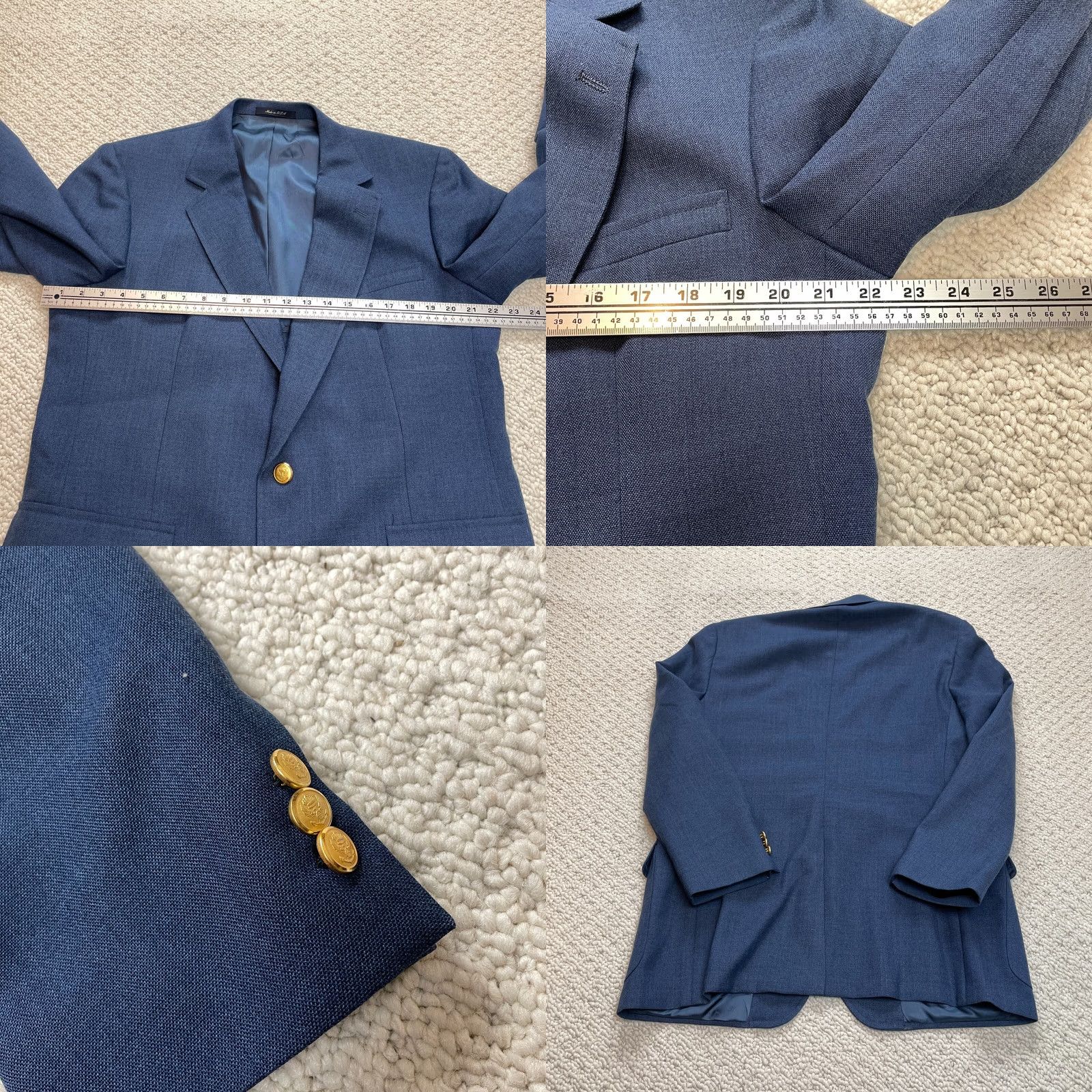 Stanley Blacker Stanley Blacker Blazer Jacket Mens 44 Regular Blue Two-Button Solid Formal Blazer Size 44R - 9 Thumbnail