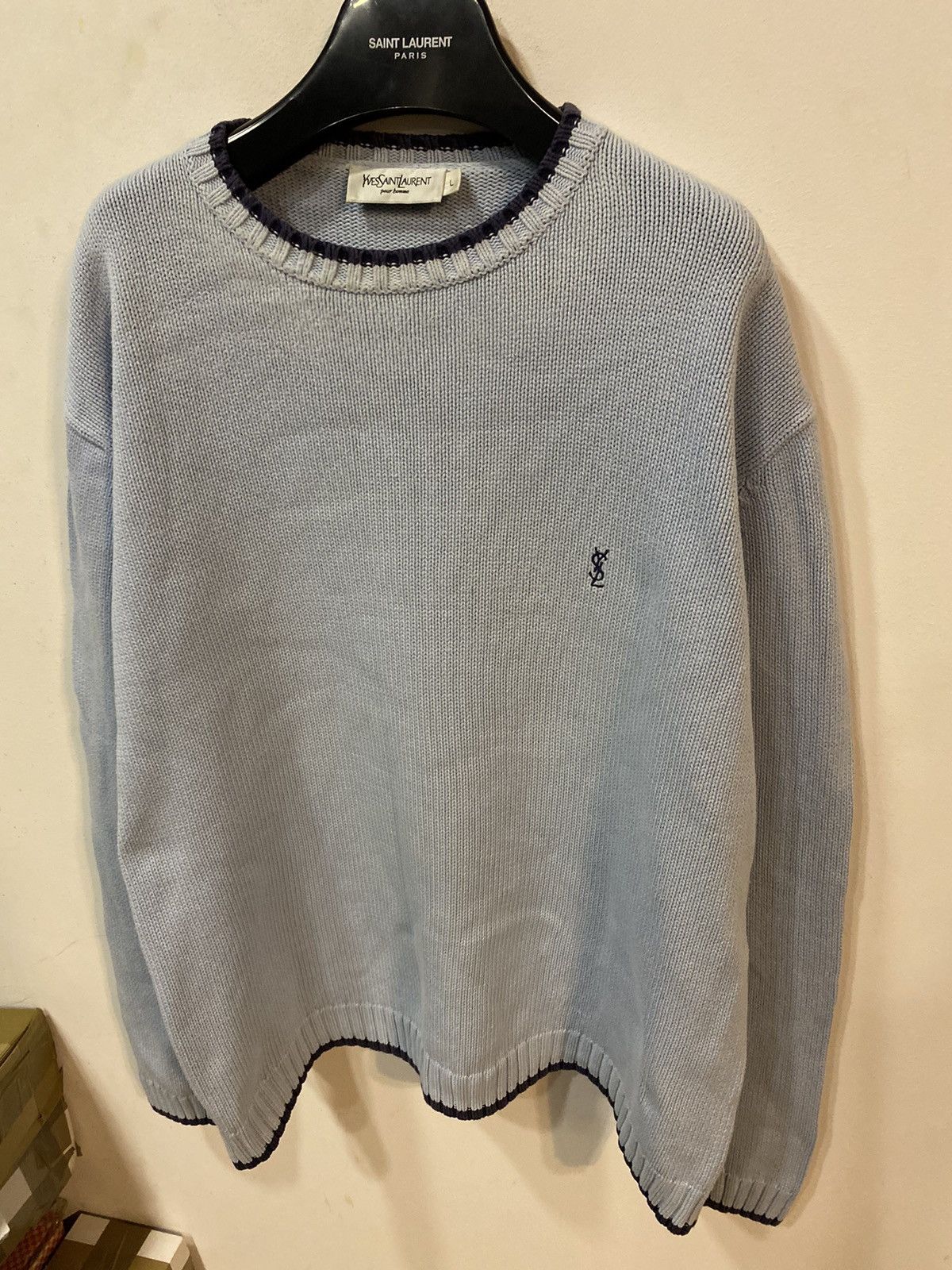 Yves Saint Laurent Blue YSL Sweater Knit Size US L / EU 52-54 / 3 - 16 Thumbnail