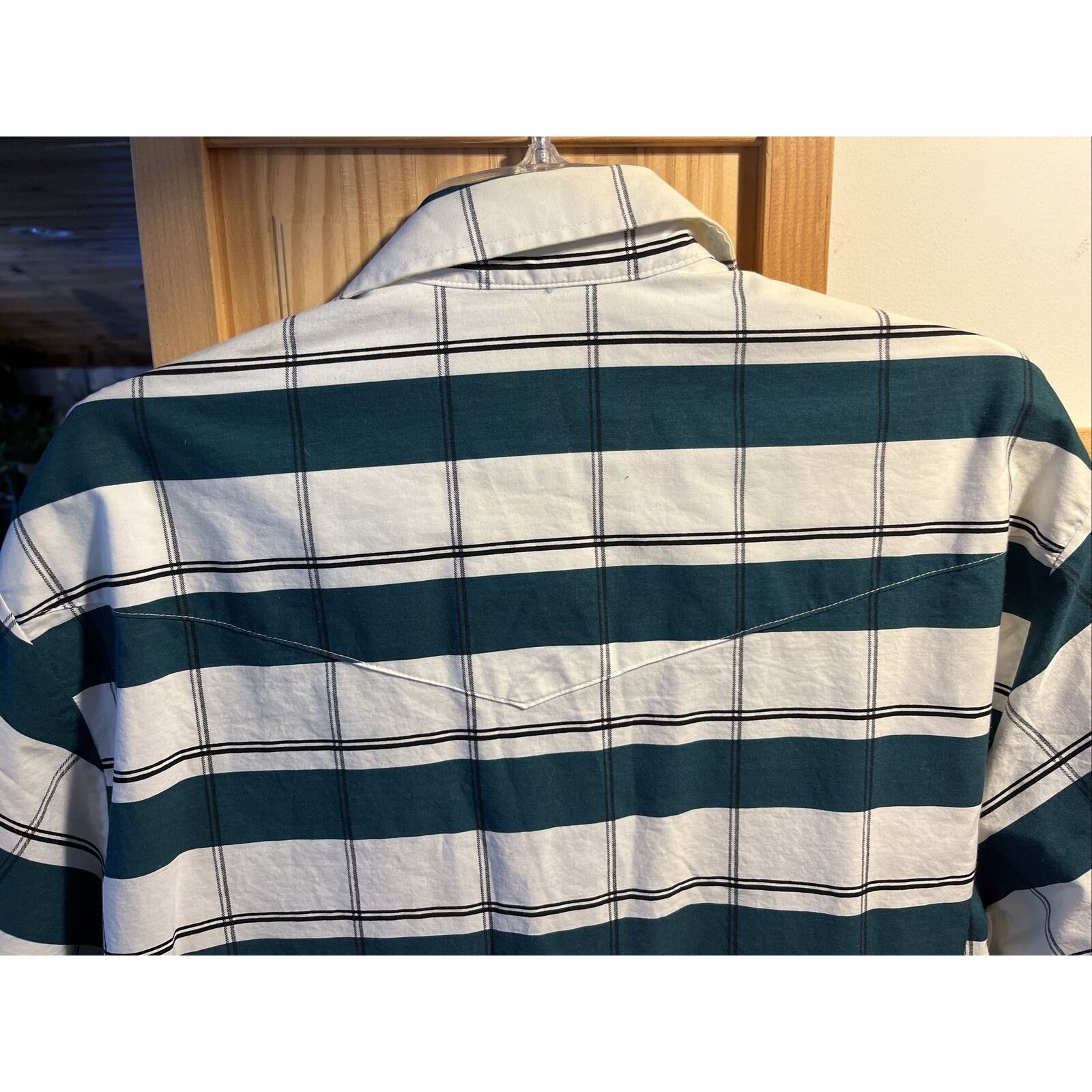 Roper Roper Men’s XL White Green Striped Pearl Snap Cotton Shirt Size US XL / EU 56 / 4 - 9 Thumbnail