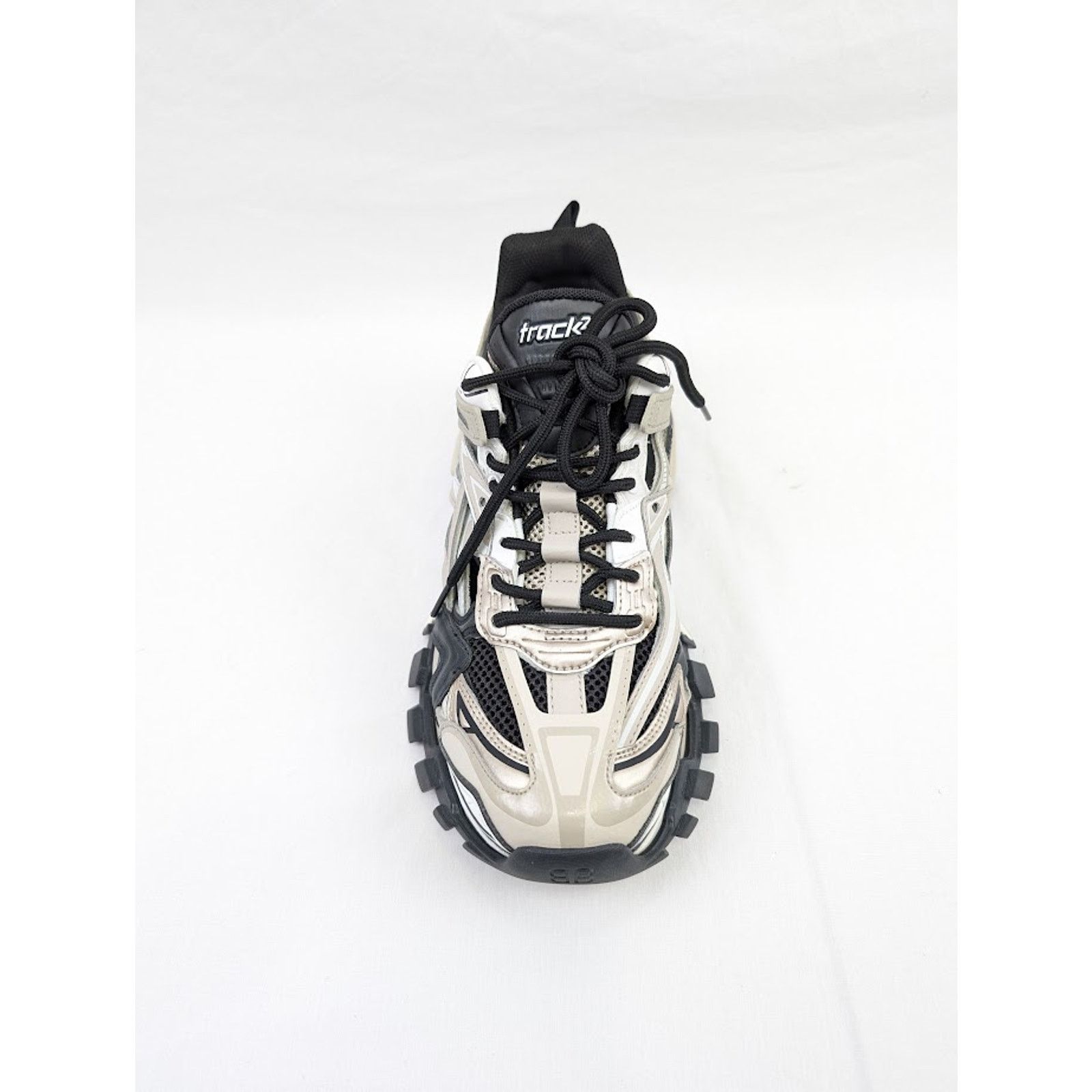 Balenciaga o1rshd1 Rubber Track.2 Open Low-Top Sneakers in Beige/Black Size US 11 / EU 44 - 6 Thumbnail