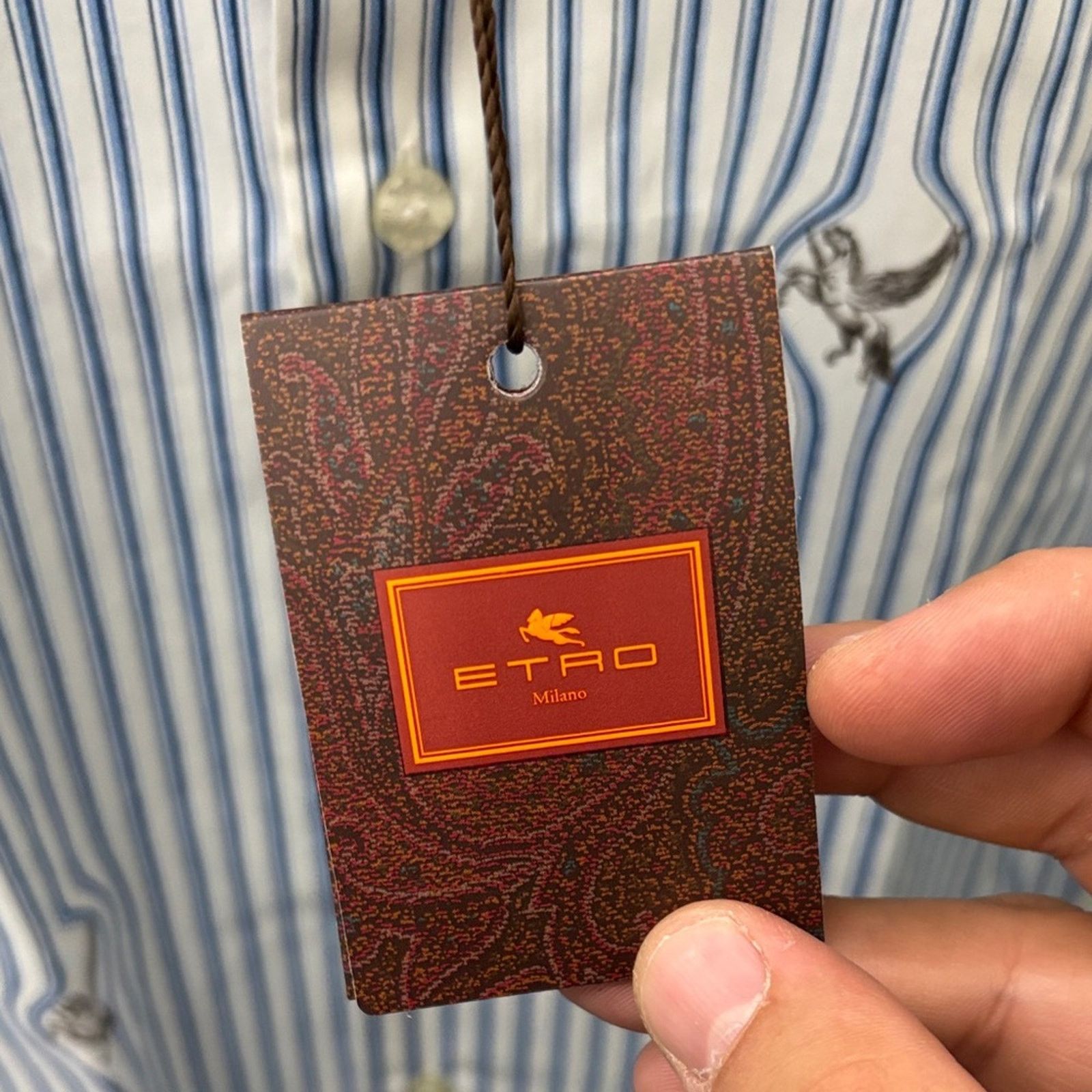 Etro NWT Etro Blue and White Patterned Men's Shirt Size 39 M Size US M / EU 48-50 / 2 - 3 Thumbnail