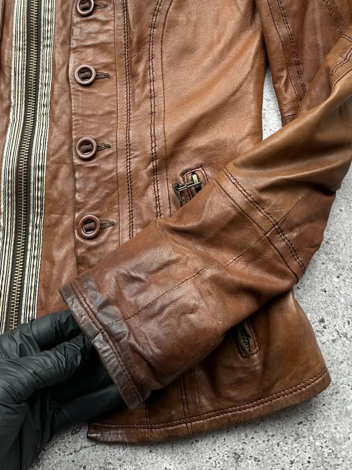 Genuine Leather Vintage Leather Jacket With Many Buttons C150(V464) Size S / US 4 / IT 40 - 7 Thumbnail