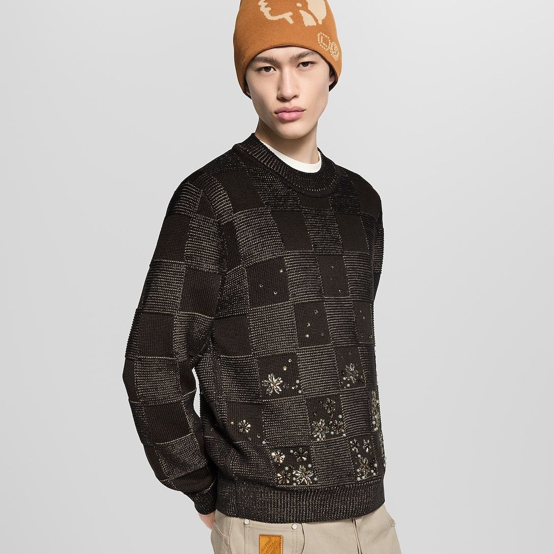 Louis Vuitton Damier Embroidered Long-Sleeved Crewneck Size US M / EU 48-50 / 2 - 2 Thumbnail