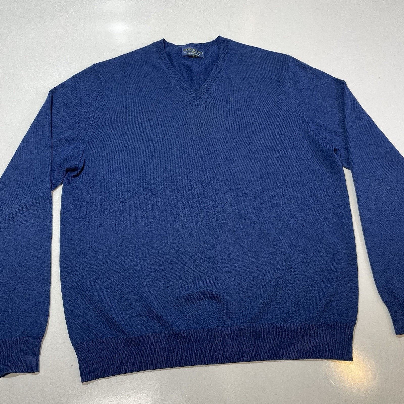 Joseph & Lyman Joseph & Lyman Men’s Merino Wool Vneck Pullover Sweater Blue Size US L / EU 52-54 / 3 - 2 Thumbnail