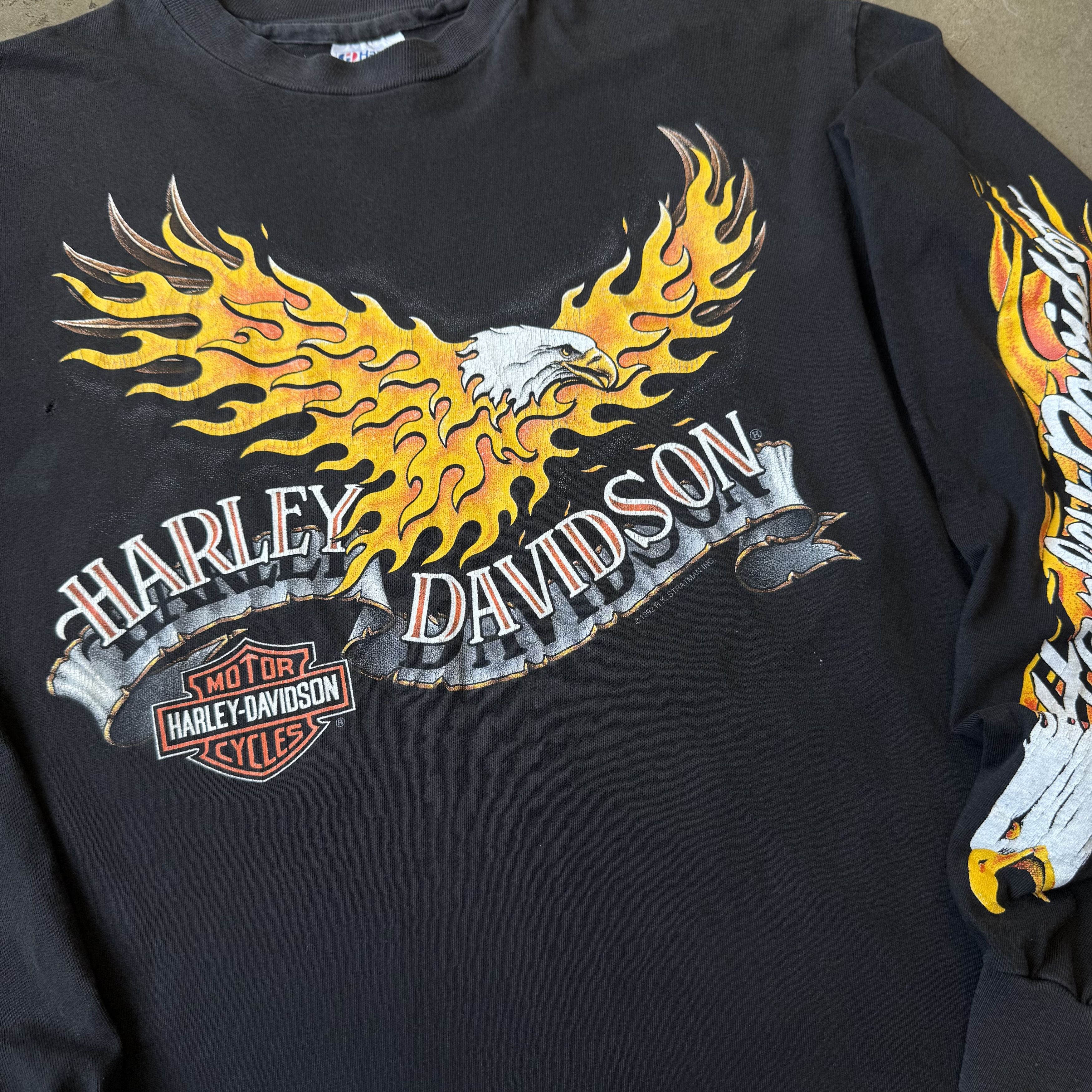 Harley Davidson Vintage Harley Davidson Flame Longsleeve 1992 New Jersey Size US L / EU 52-54 / 3 - 2 Thumbnail