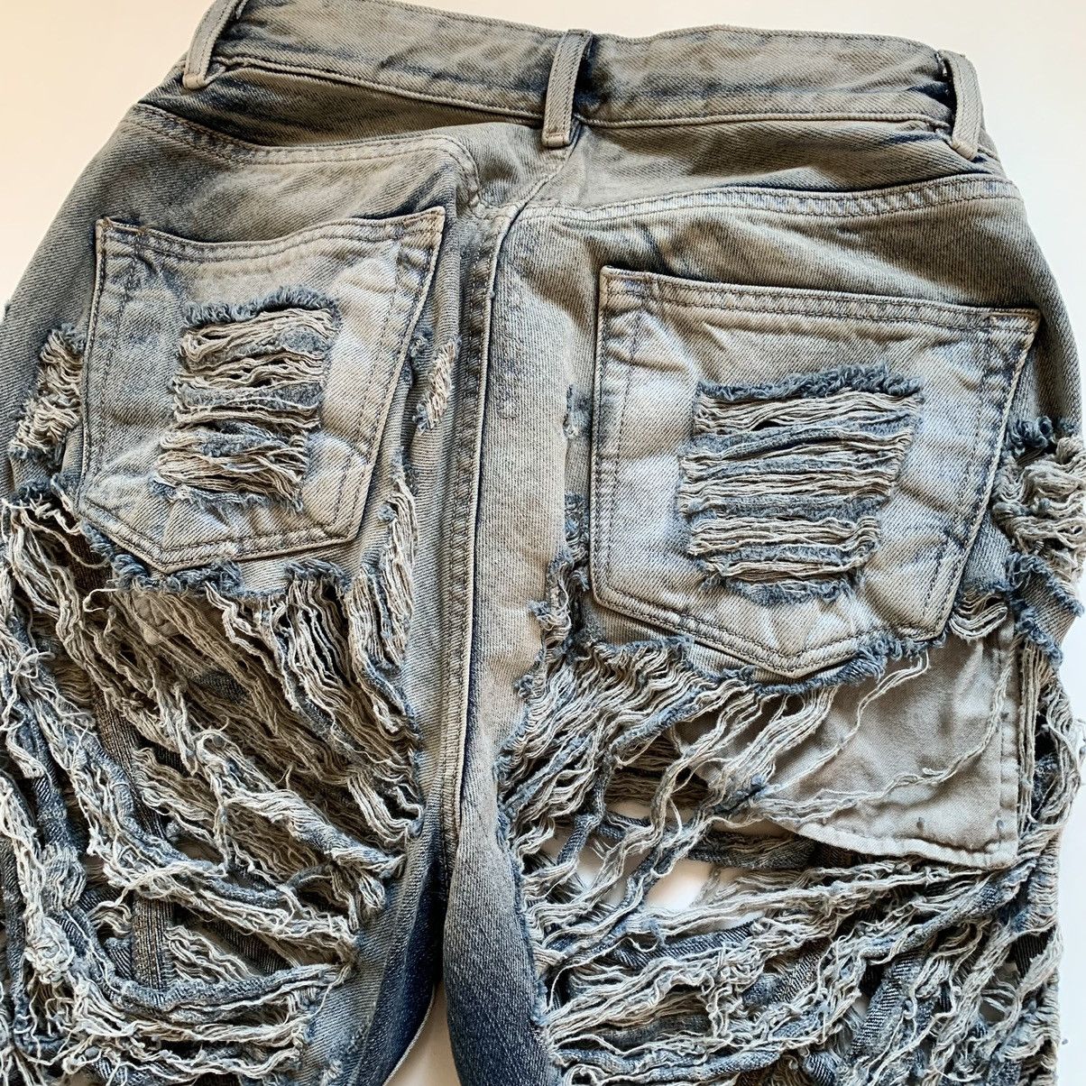 Rick Owens Rick Owens Drkshdw Bias Bootcut Shredded Pearl Washed Denim Size US 32 / EU 48 - 4 Thumbnail