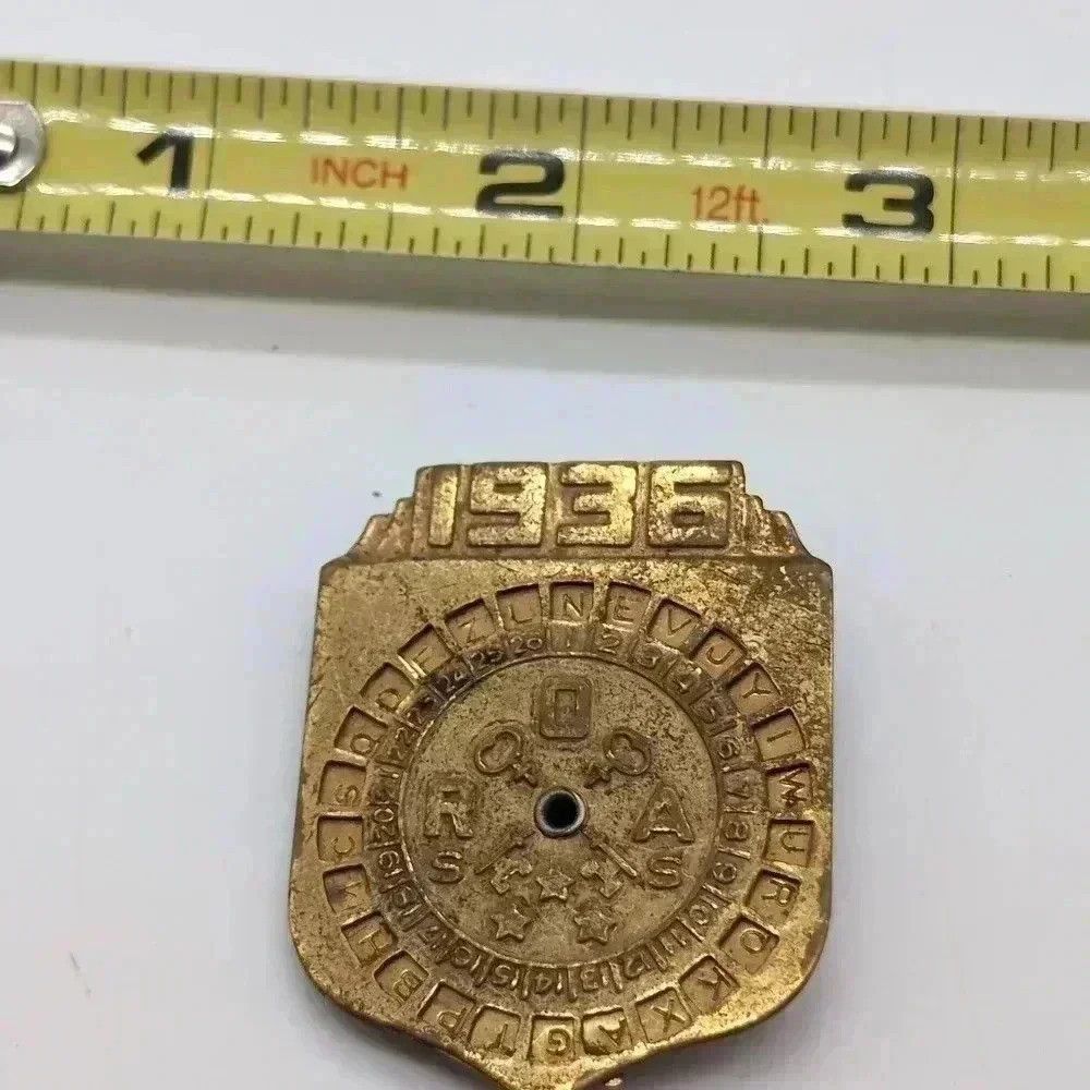 Vintage 1936 Orphan Annie Secret Decoder Badge Pin Ovaltine Premium Size ONE SIZE - 3 Thumbnail