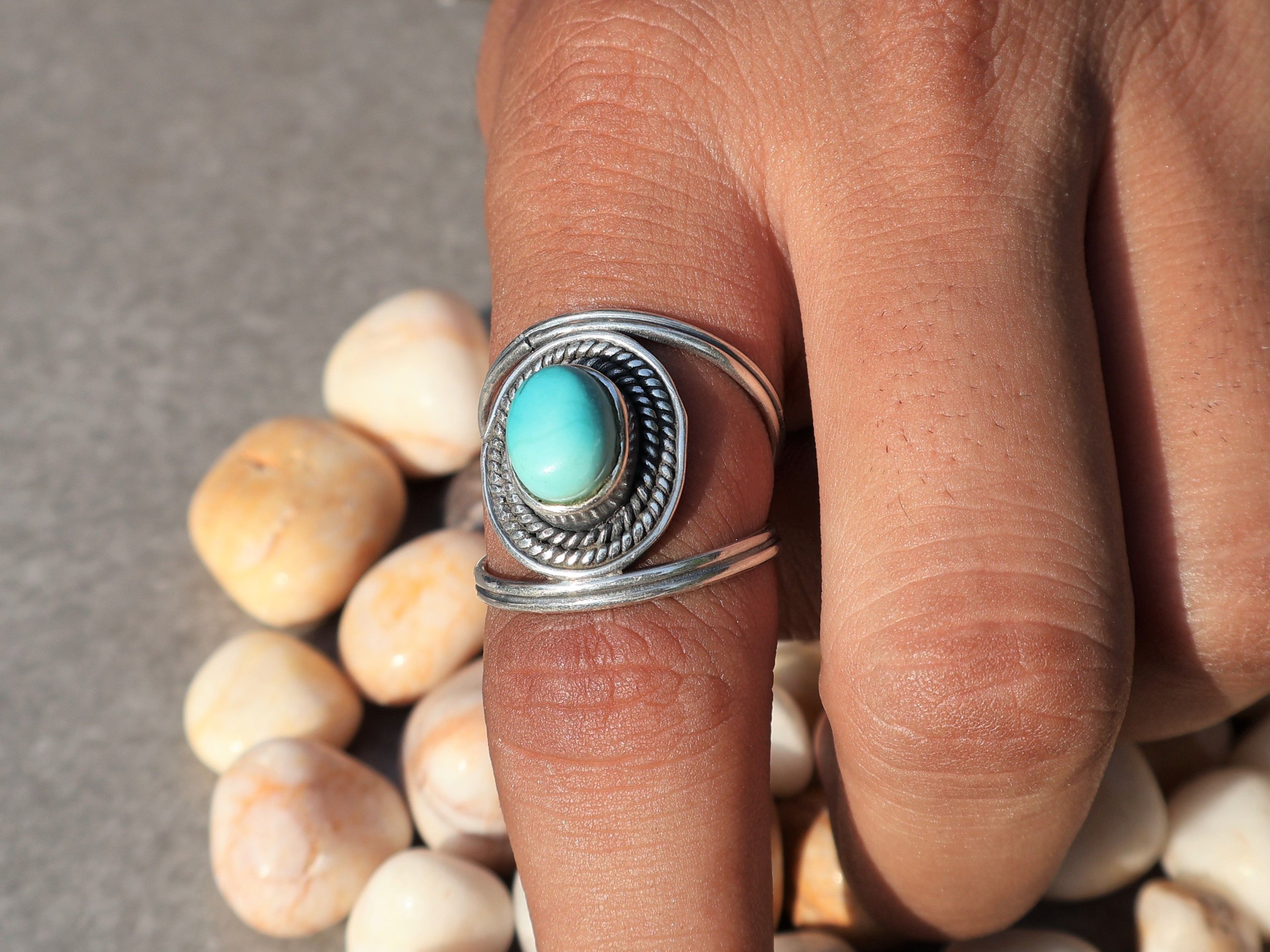Handmade Natural Turquoise Ring, 925 Silver Handmade Unique Jewelry, Size ONE SIZE - 7 Thumbnail