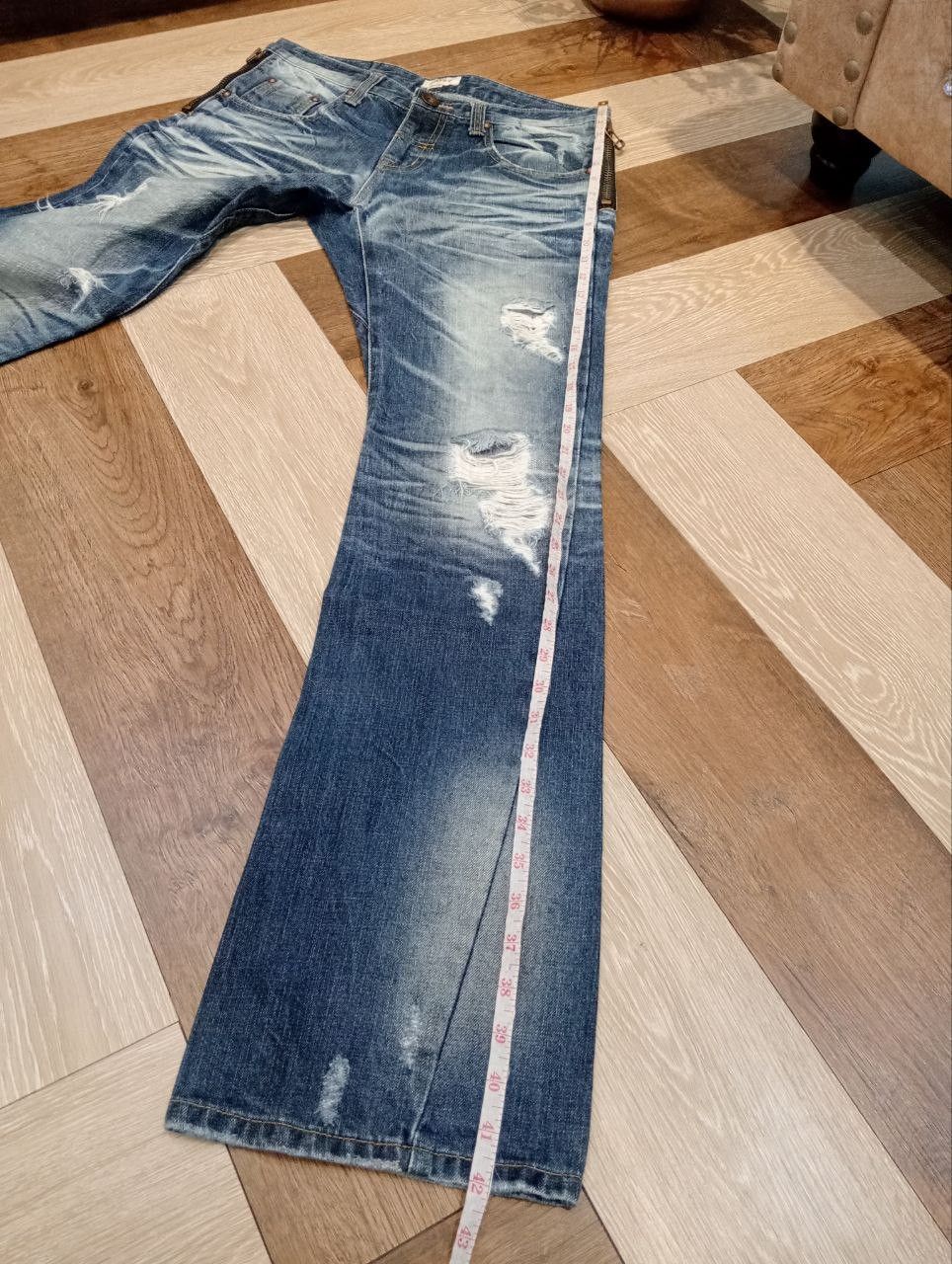 Japanese Brand DAISY BLUE DISTRESSED FLARED DENIM PANTS Size US 32 / EU 48 - 14 Thumbnail