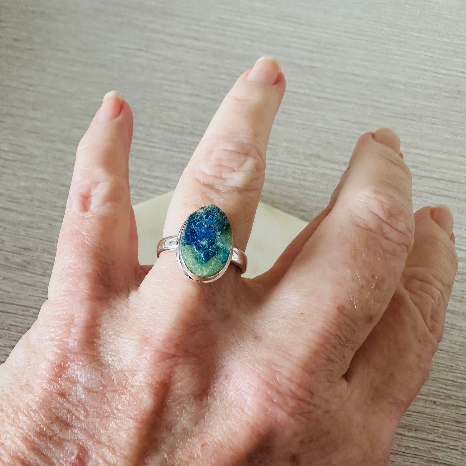 The Unbranded Brand Azurite Rough 925 Sterling Silver Ring Size 7.5 Size ONE SIZE - 8 Thumbnail