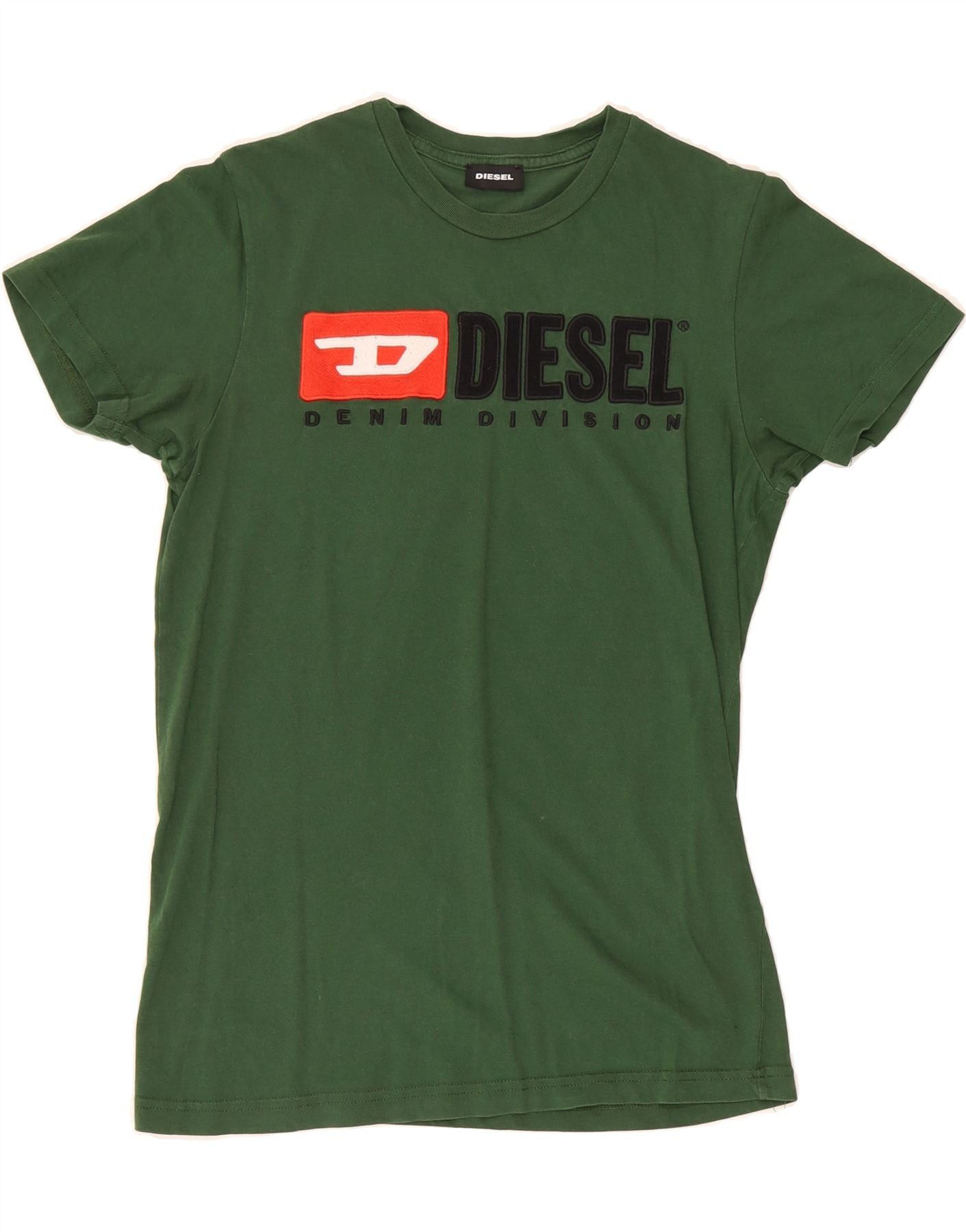 Diesel Boys Graphic T-Shirt Top 13-14 Years Green Cotton Size L / US 10 / IT 46 - 1 Thumbnail