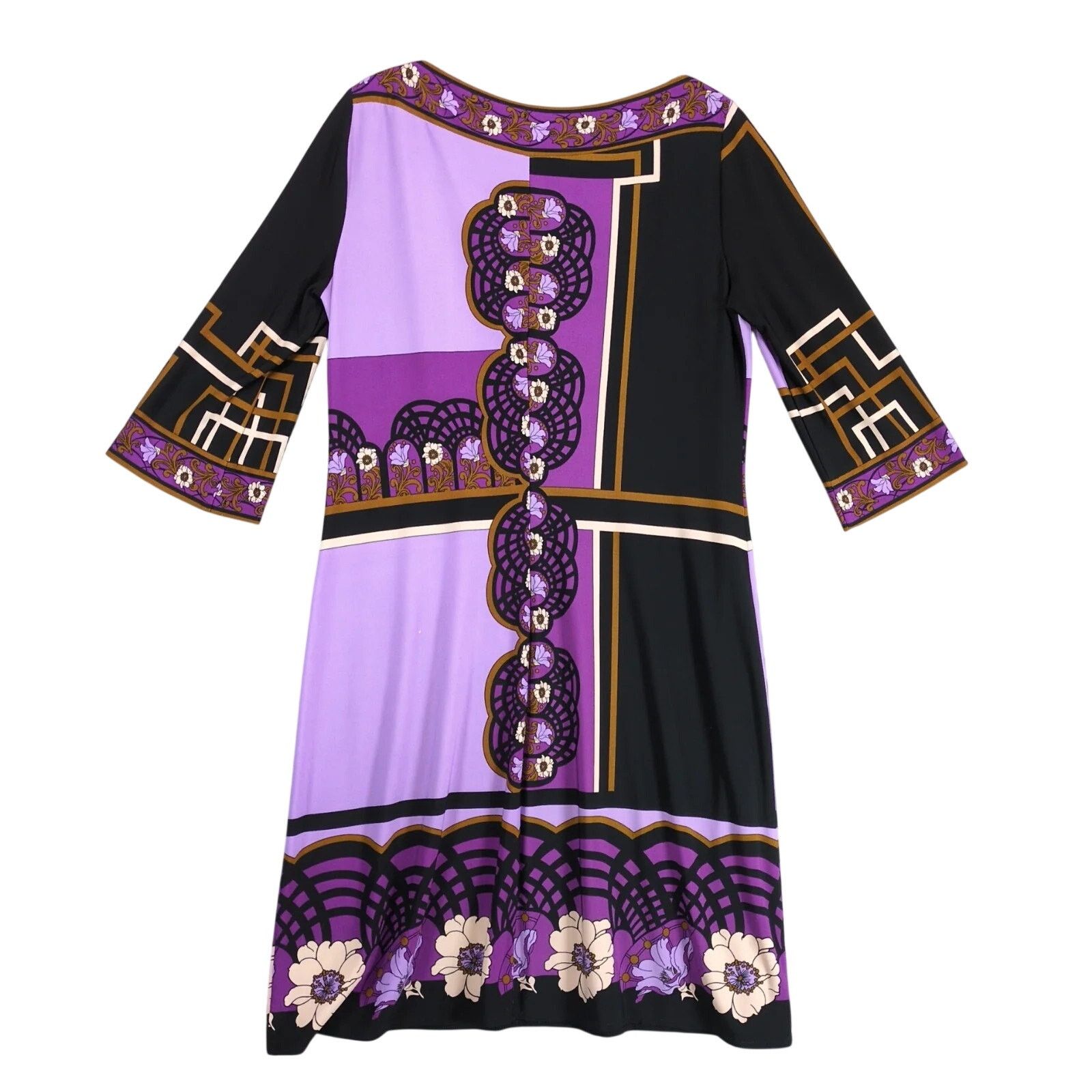 Donna Morgan Jin by Donna Morgan Purple Asian Motif A-Line Dress Sz 10 Size L / US 10 / IT 46 - 2 Thumbnail
