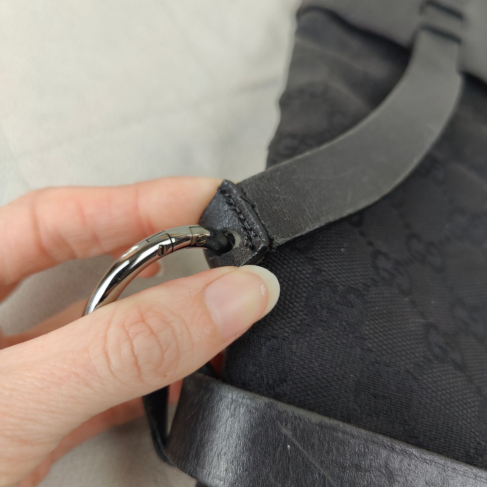 Gucci Gucci Black Monogram Shoulder Bag Black Canvas Leather Size ONE SIZE - 6 Thumbnail