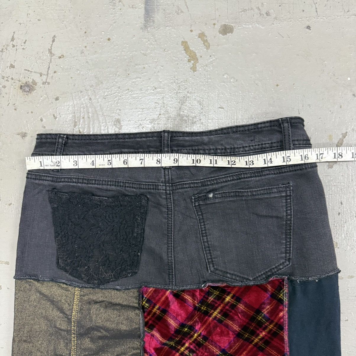 Kapital 1 of 1 Handmade Denim Patchwork Rework Punk Midi Skirt Size 33" - 9 Thumbnail
