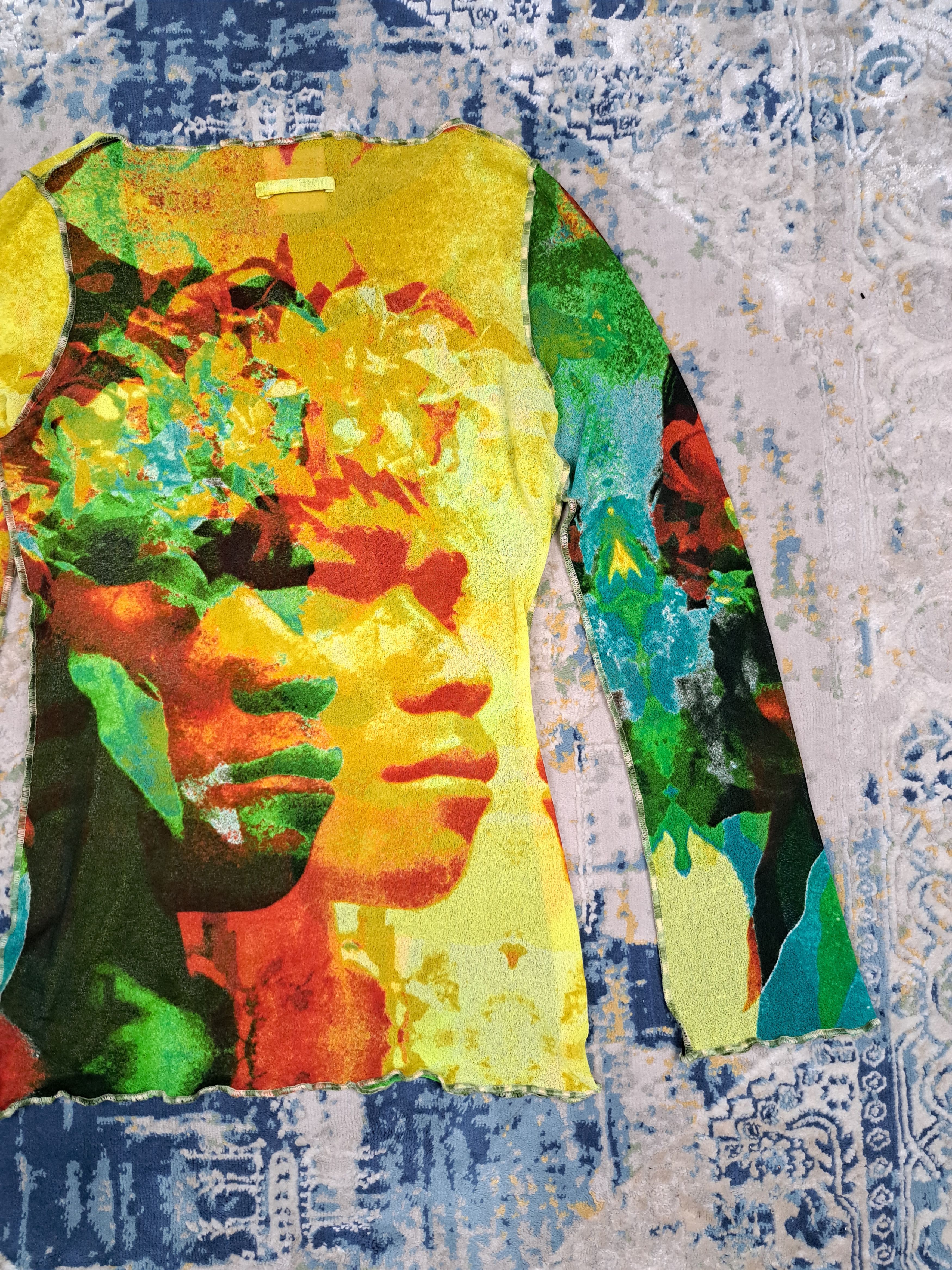 Jean Paul Gaultier SS 2000 Jean Paul Gaultier Psychedelic Faces LSD Mesh Top Size M / US 6-8 / IT 42-44 - 10 Thumbnail