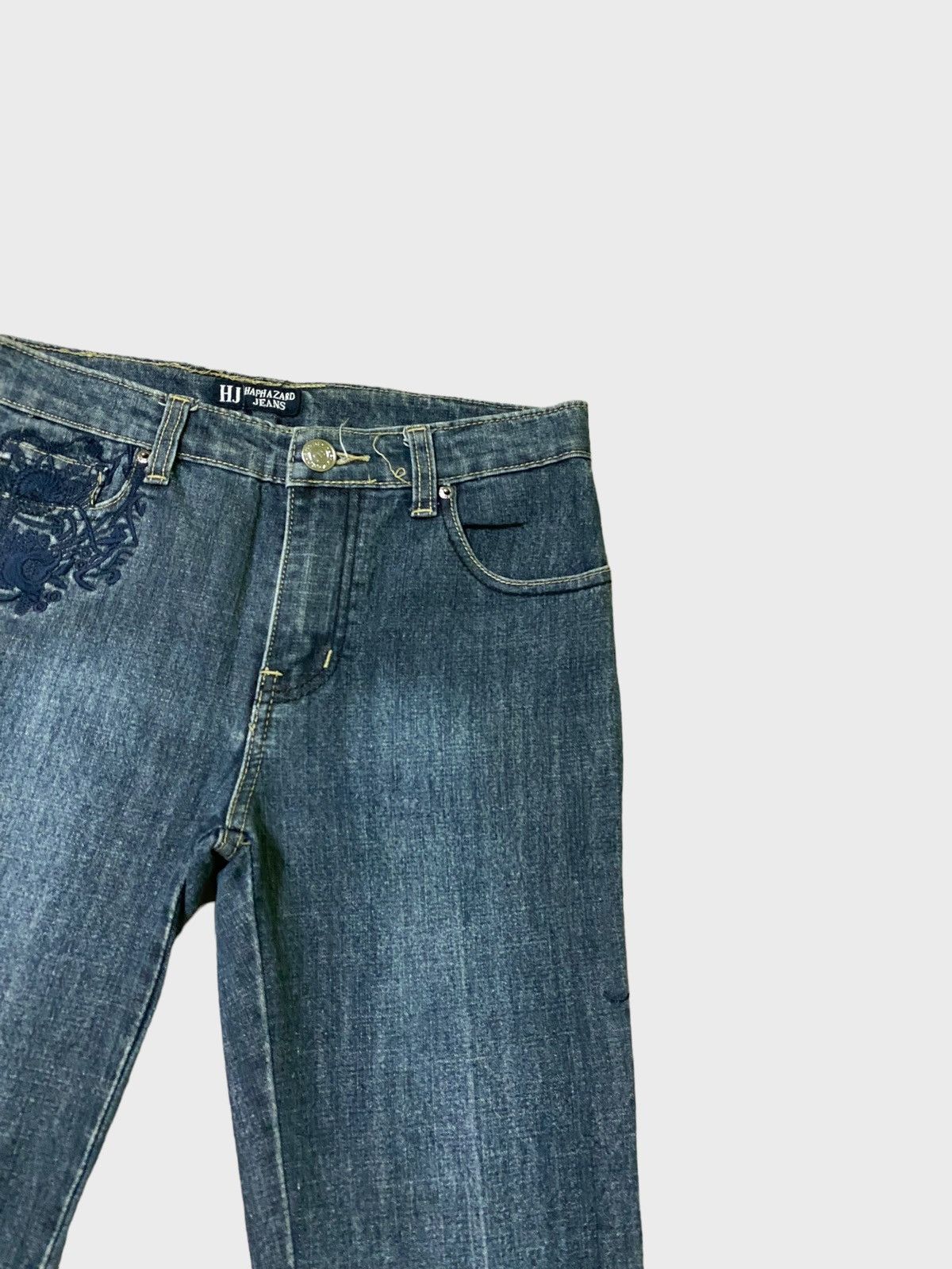If Six Was Nine × Japanese Brand × Vintage Flared HAPHAZARD JEANS Embroidered Design Bootcut Denim Size US 27 - 5 Thumbnail