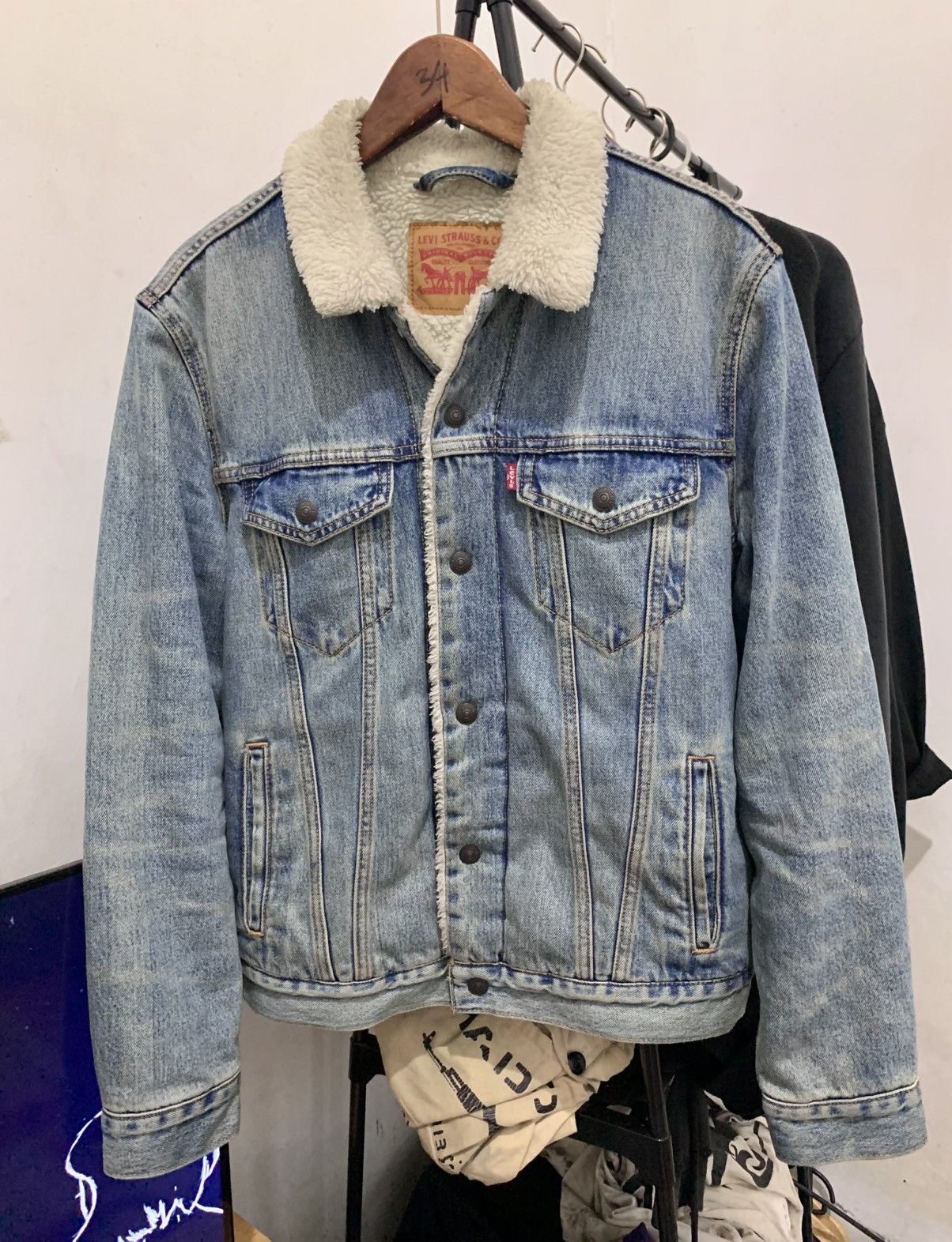 Levi's × Levi's Vintage Clothing × Vintage Levi's Mens Sherpa Trucker Denim Snap Jacket Mustard Size US M / EU 48-50 / 2 - 1 Thumbnail