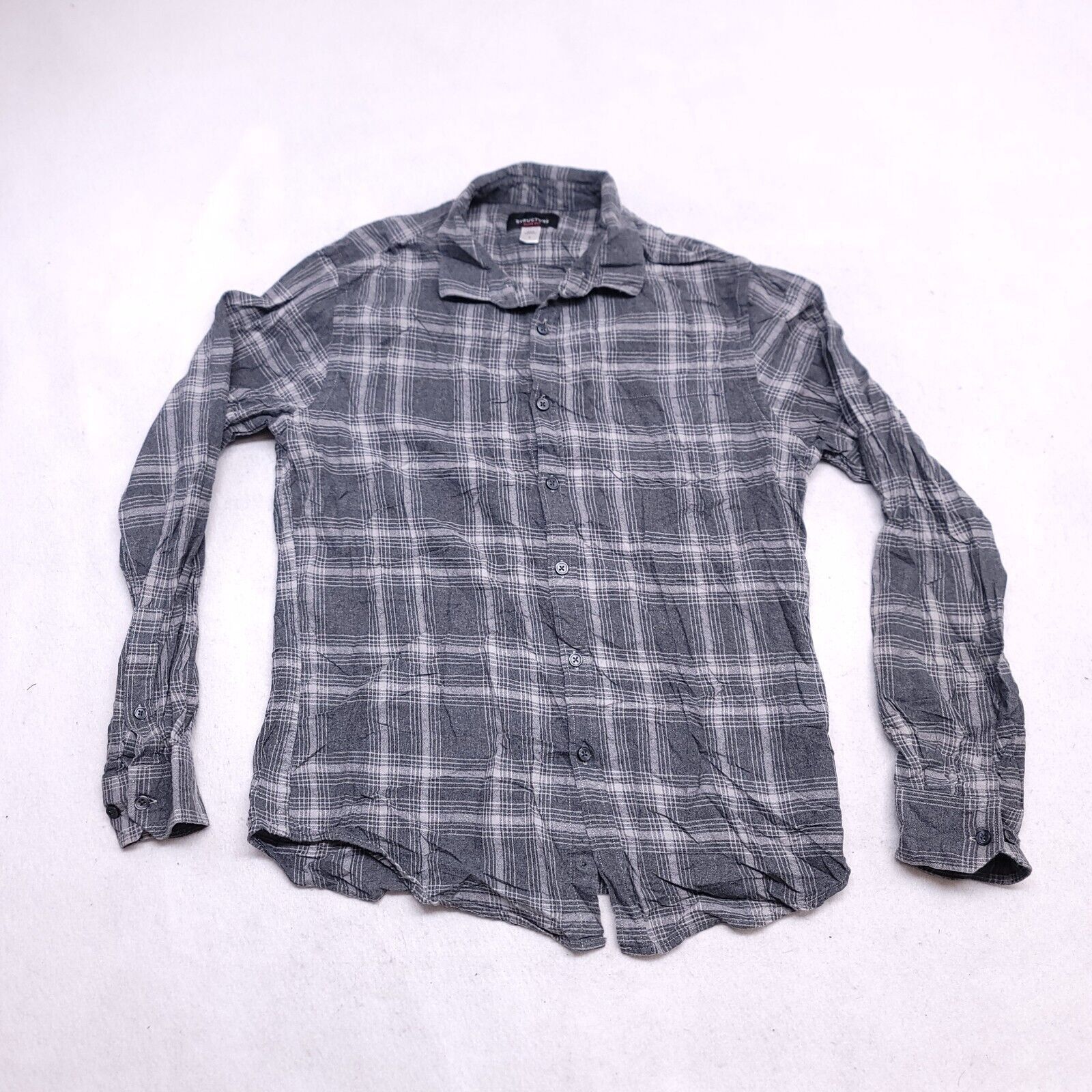 Structure Structure Tartan Flannel Shirt Mens Size M Gray White Size US M / EU 48-50 / 2 - 2 Thumbnail