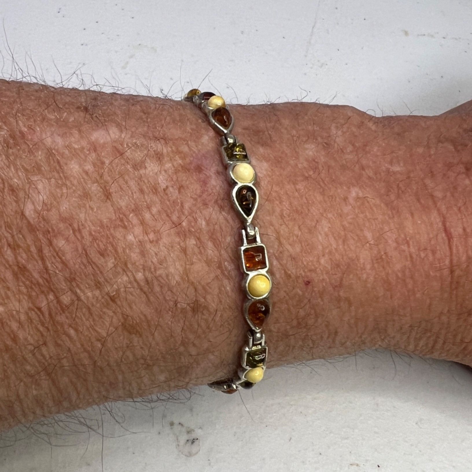 Other Amber & Sterling Silver 7" Multi-Color Bracelet With Teardro Size ONE SIZE - 4 Thumbnail
