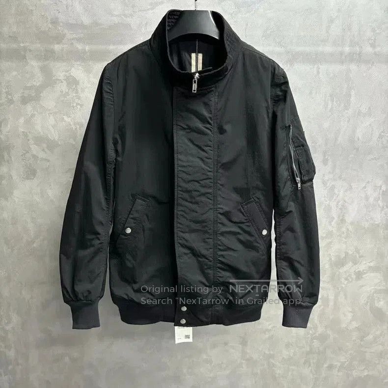 Rick Owens Black High Neck Zip Jacket.