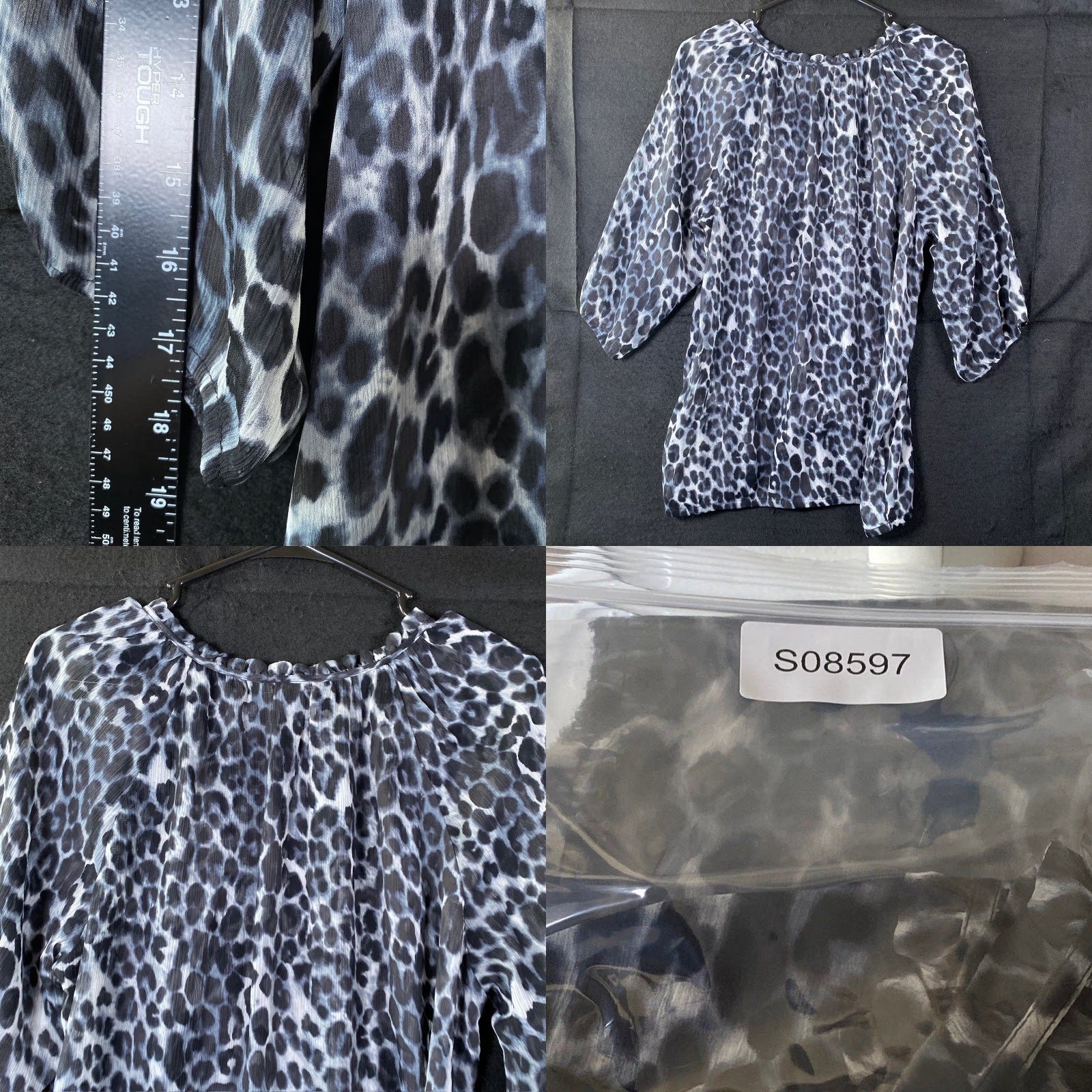 Express Express Blouse Womens Multicolored Animal Print Button 3/4 Sleeve Sheer Large Size L / US 10 / IT 46 - 8 Thumbnail