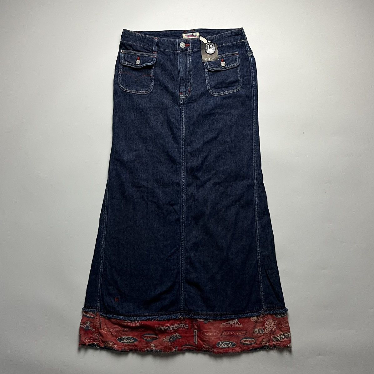 Hysteric Glamour Hysteric Glamour Rare Multi-Logo Print Hem Denim Maxi Skirt Size 30" / US 8 / IT 44 - 1 Thumbnail