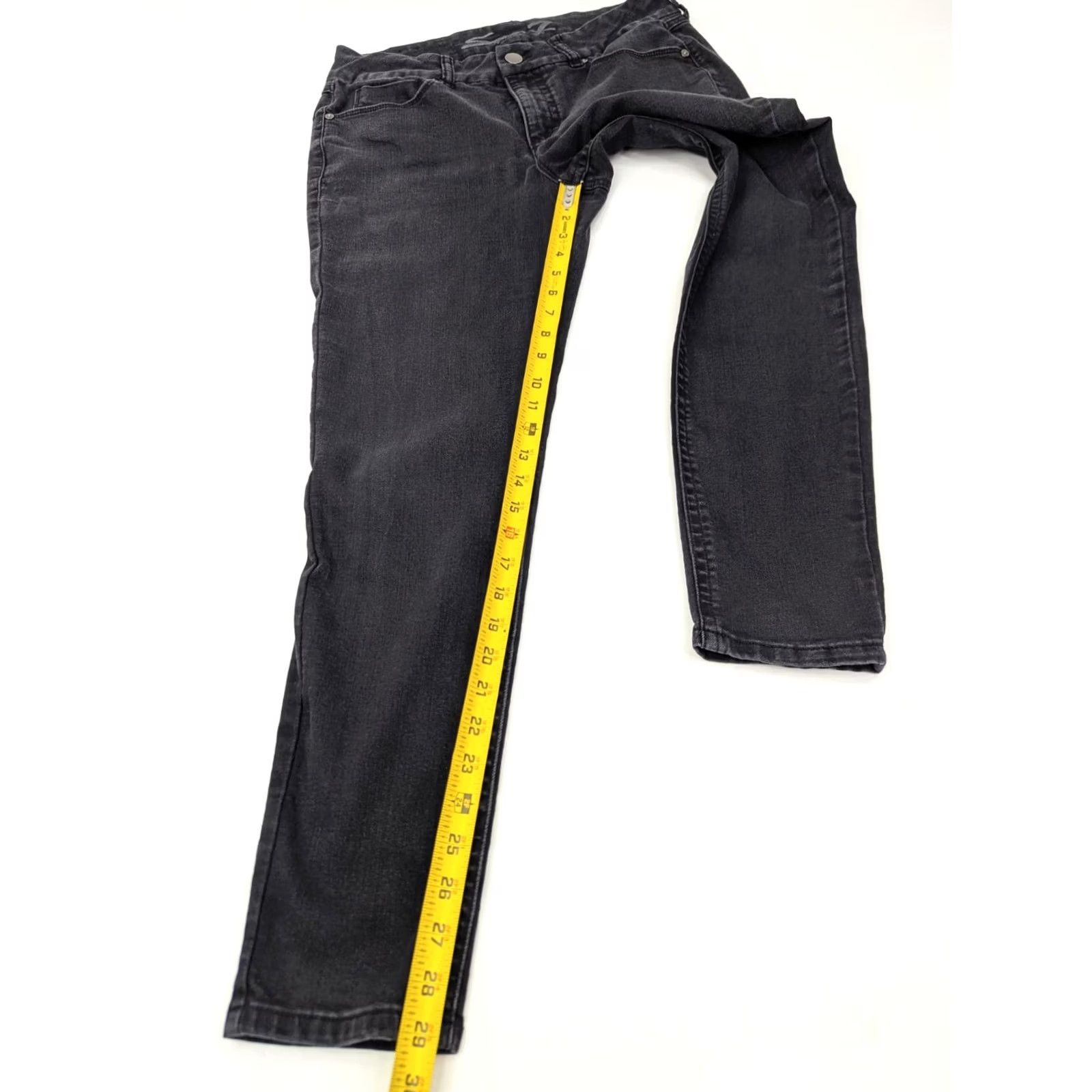 Vintage Seven7 TummyLess High Rise Skinny Denim Pants Black 14 (32x29) Women Size 36" / US 14 / IT 50 - 3 Thumbnail